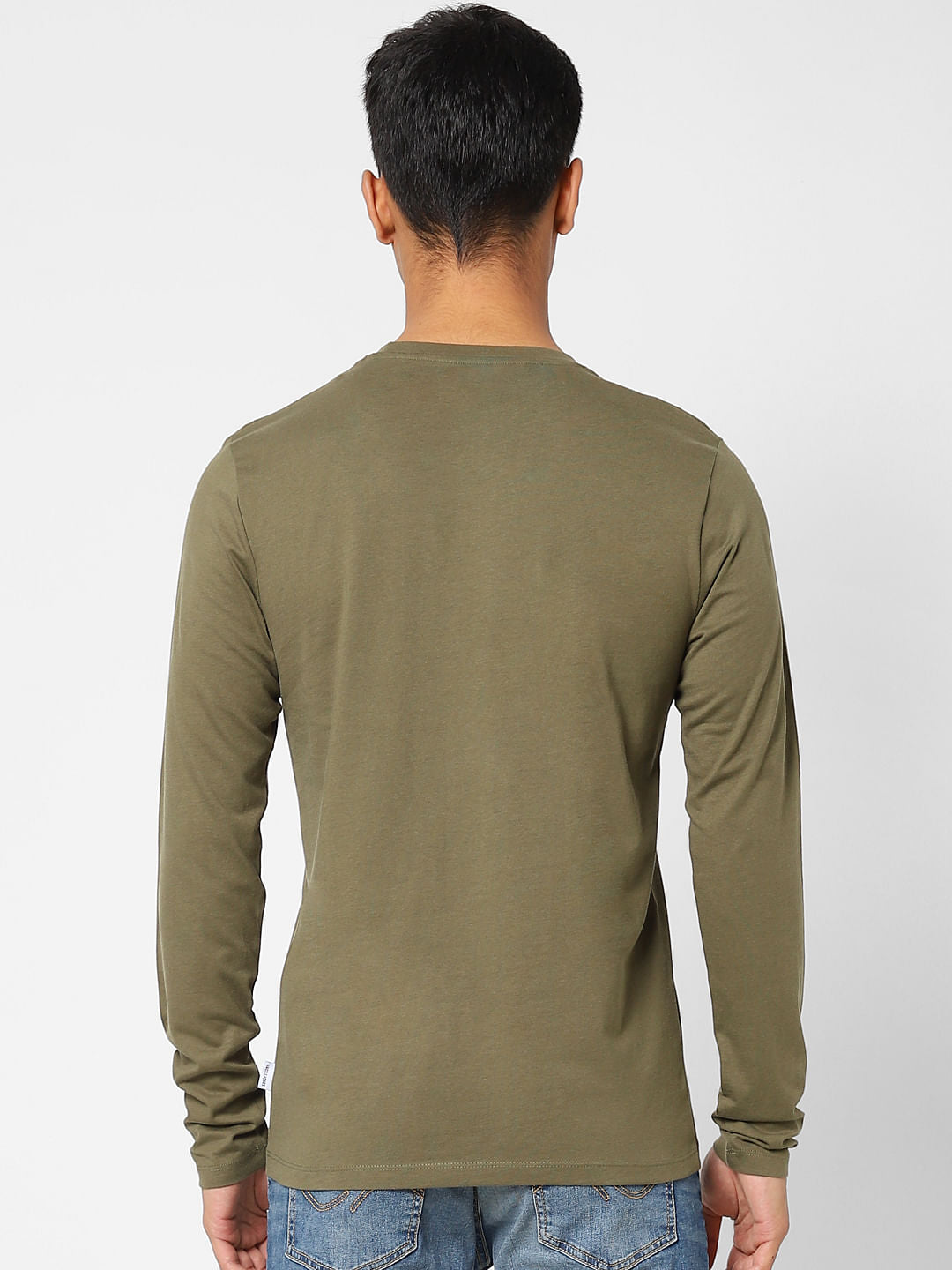 Dark Green Logo Print Crew Neck T-shirt