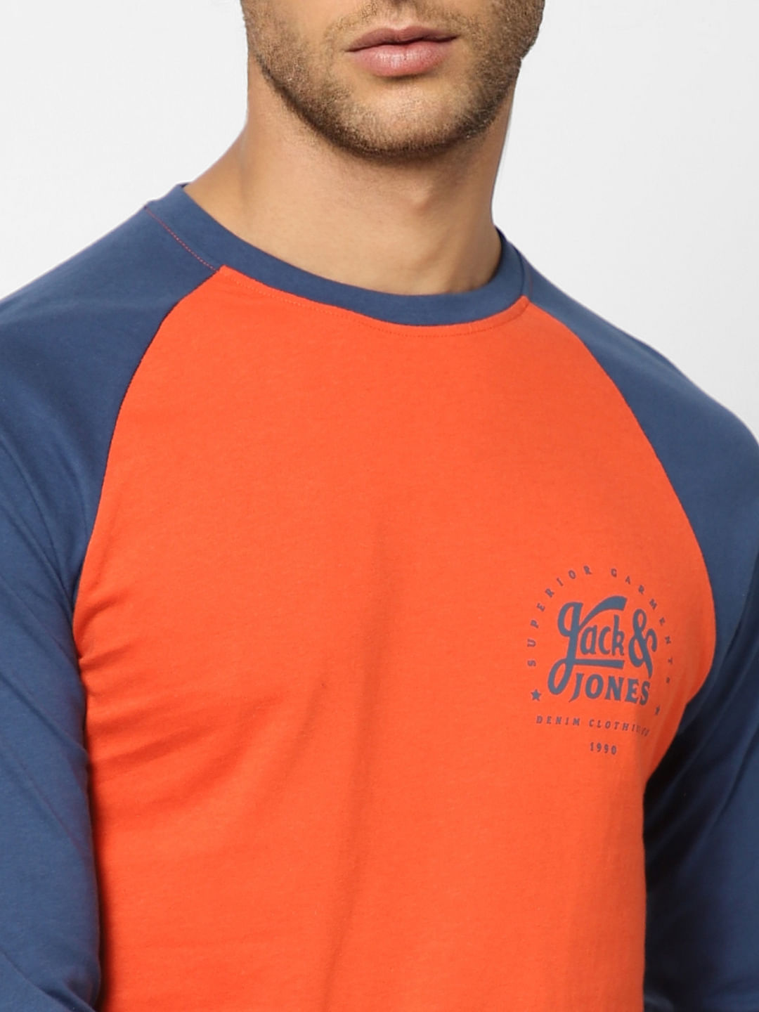 Red Colourblocked Crew Neck T-shirt