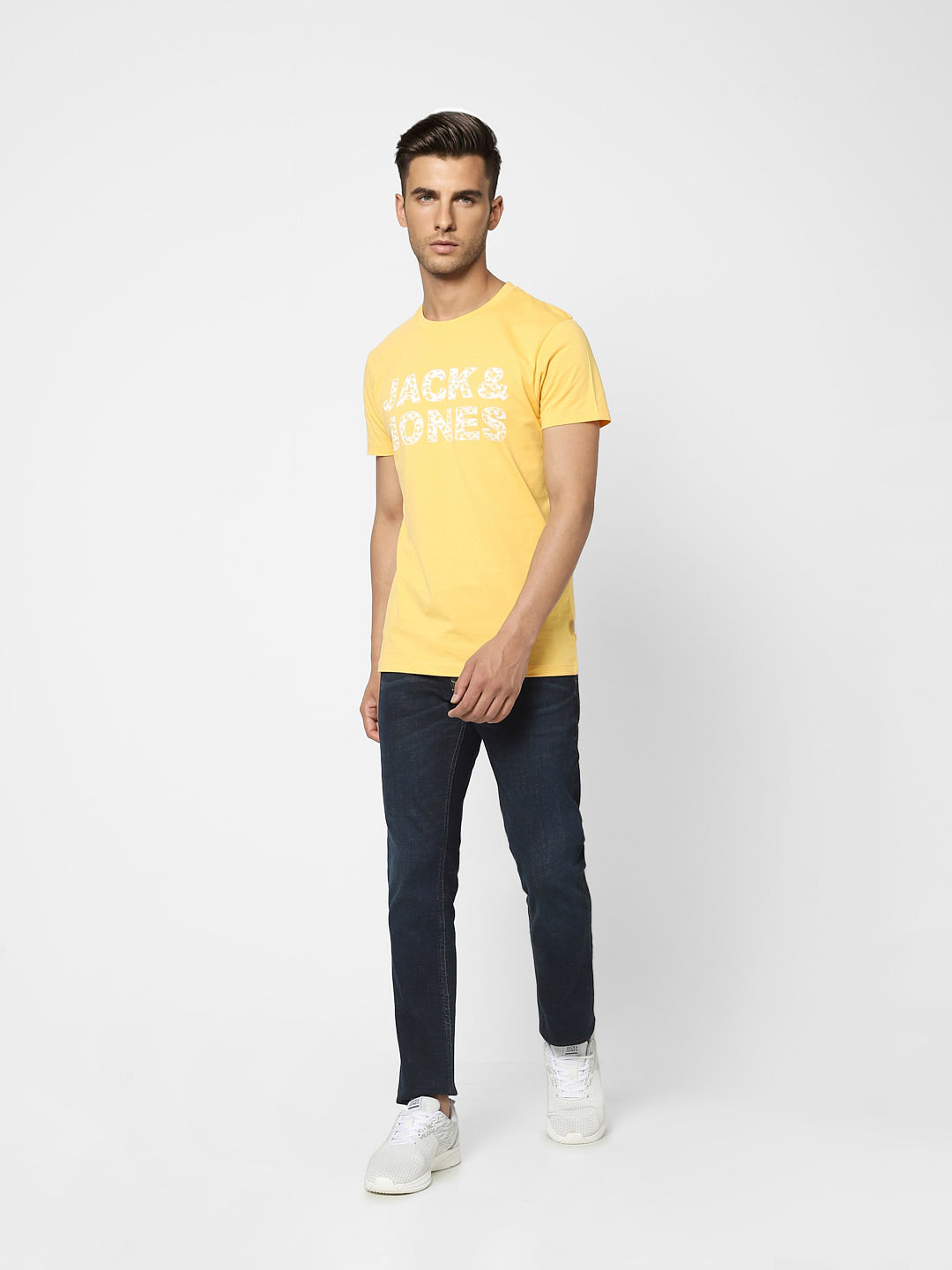 Yellow Camo Logo Crew Neck T-shirt
