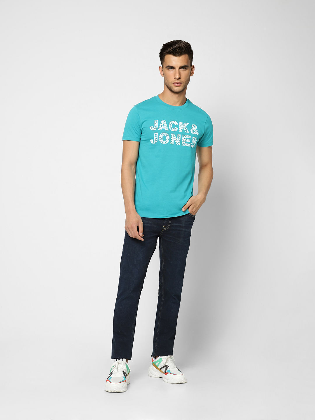 Blue Camo Logo Crew Neck T-shirt