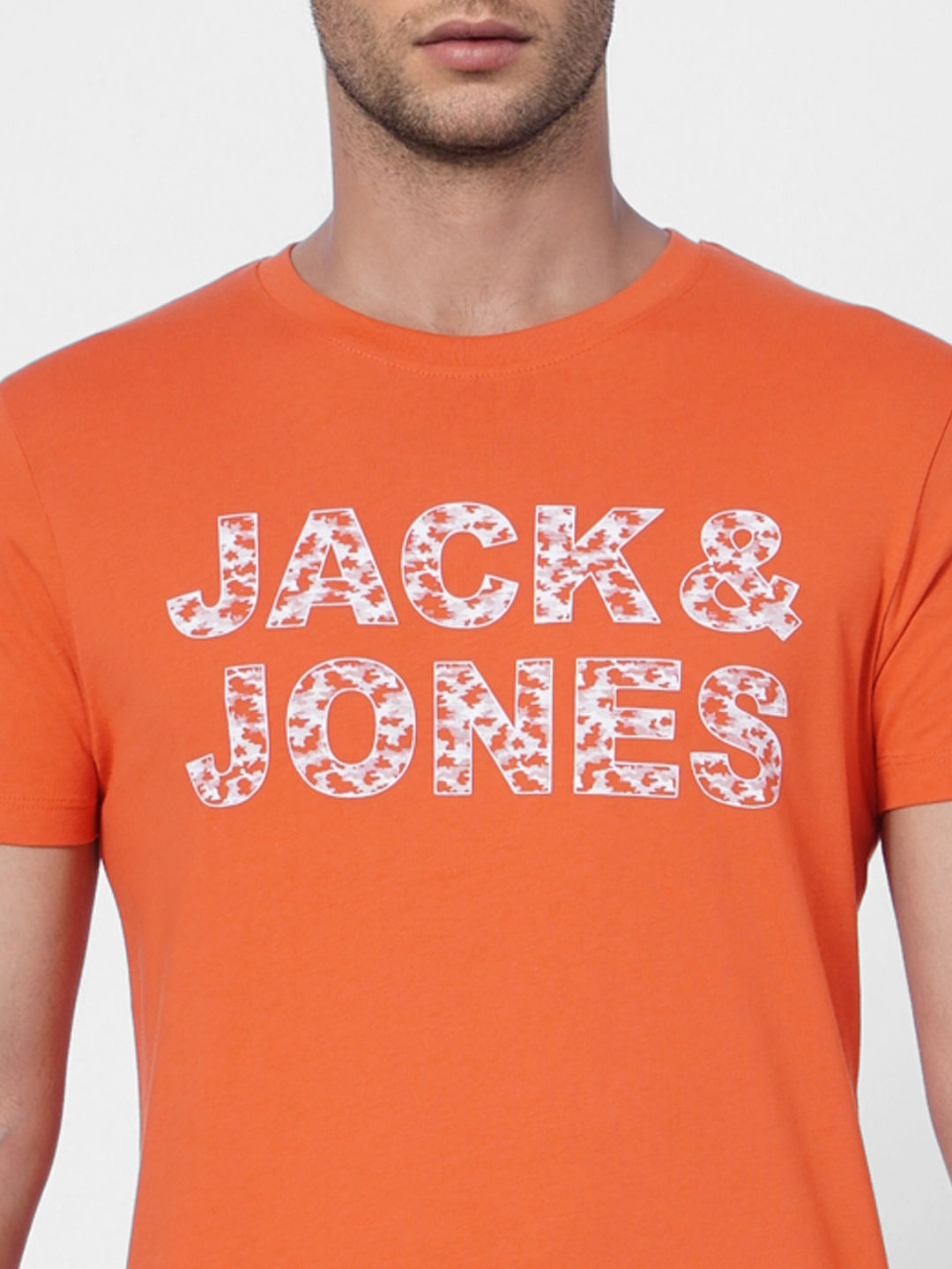 Orange Camo Logo Crew Neck T-shirt