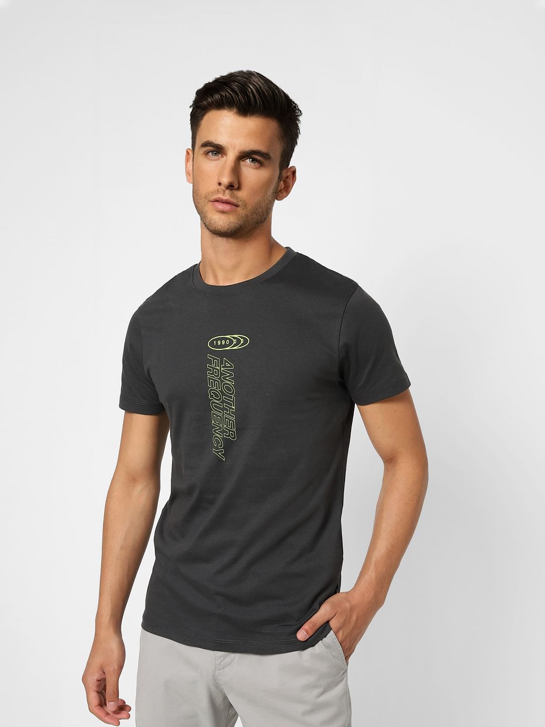 Black Graphic Print Crew Neck T-shirt