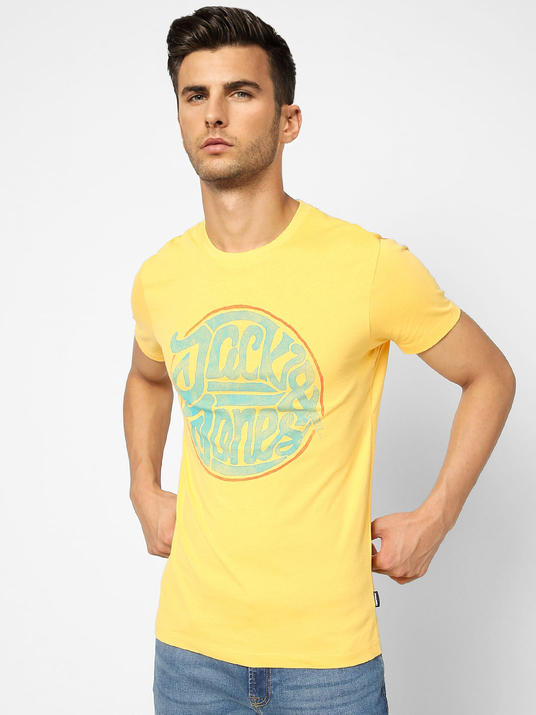 Yellow Graphic Print Crew Neck T-shirt