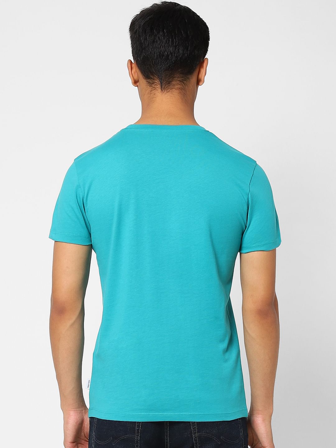 Blue Graphic Print Crew Neck T-shirt
