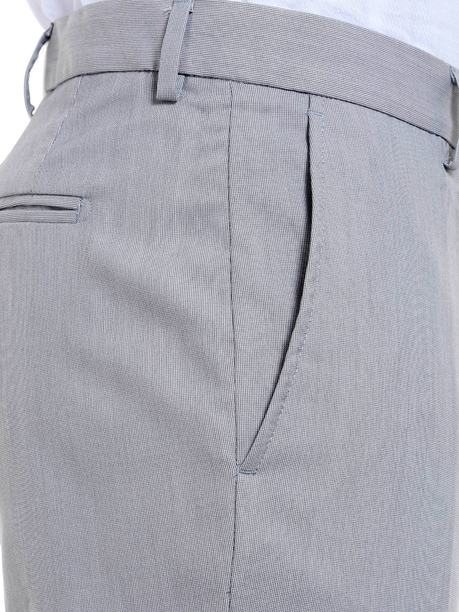 Grey Mid Rise Formal Trousers