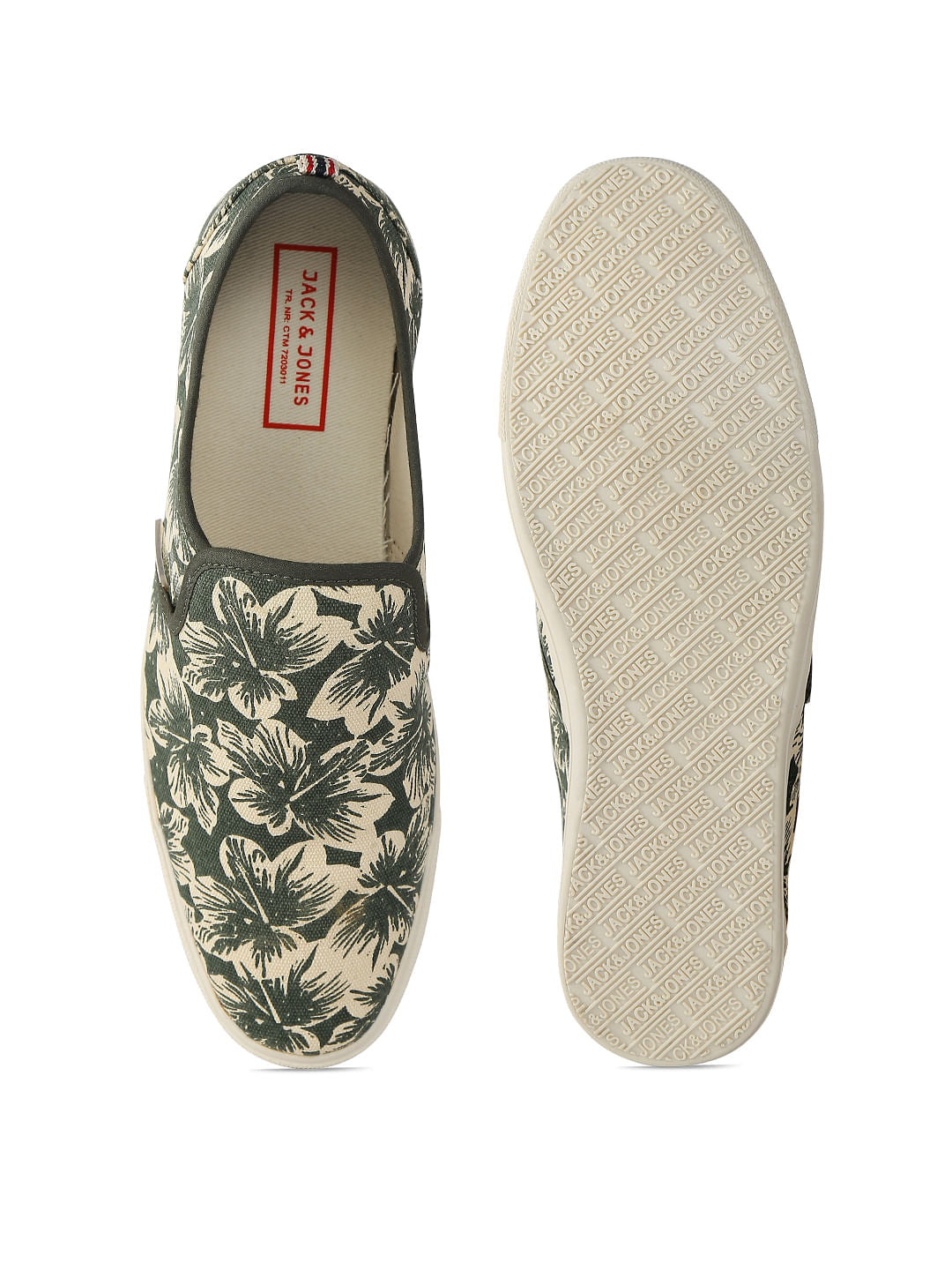 Green Floral Slip Ons
