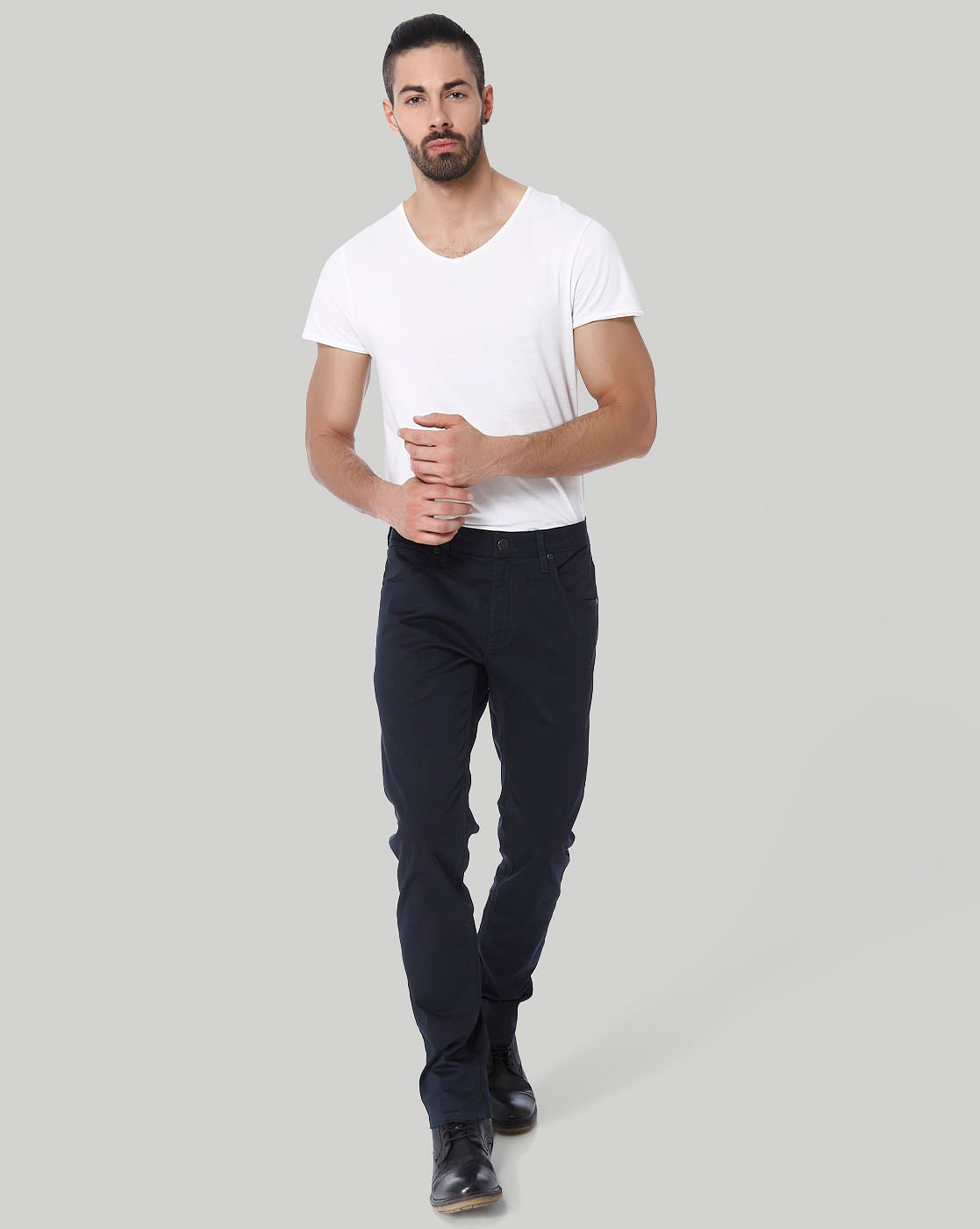 Navy Blue Slim Fit Pants