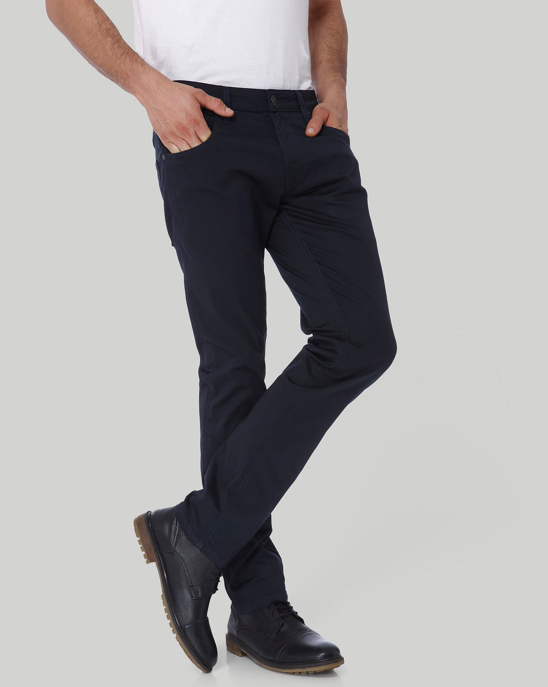 Navy Blue Slim Fit Pants