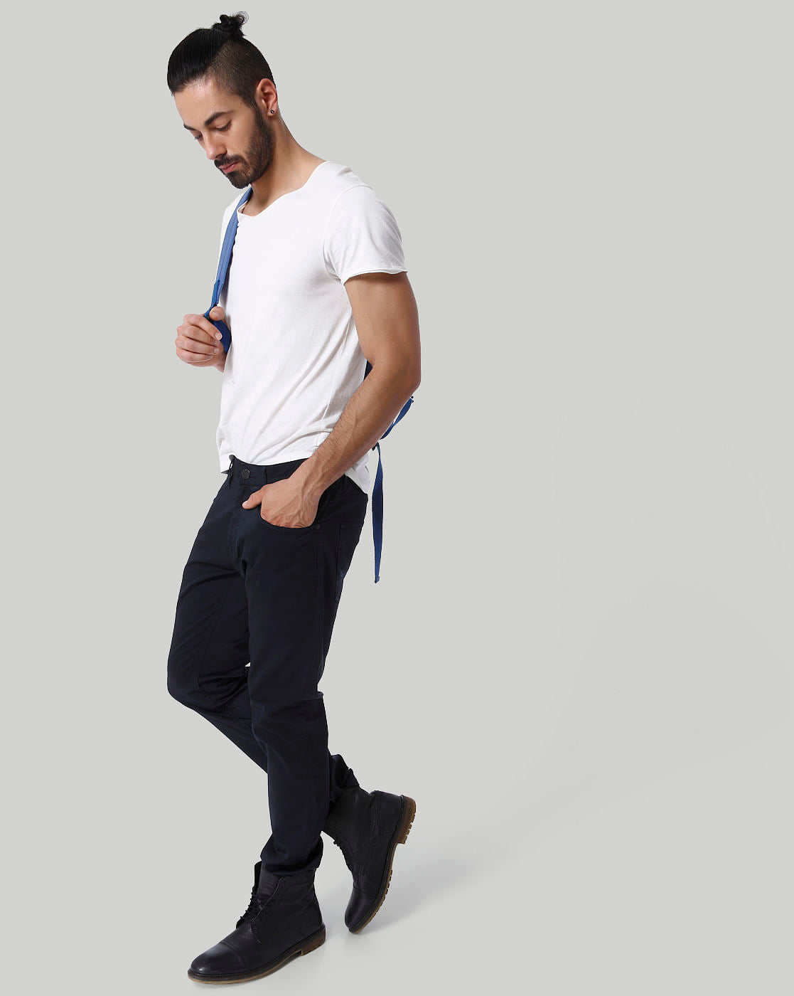 Navy Blue Slim Fit Pants