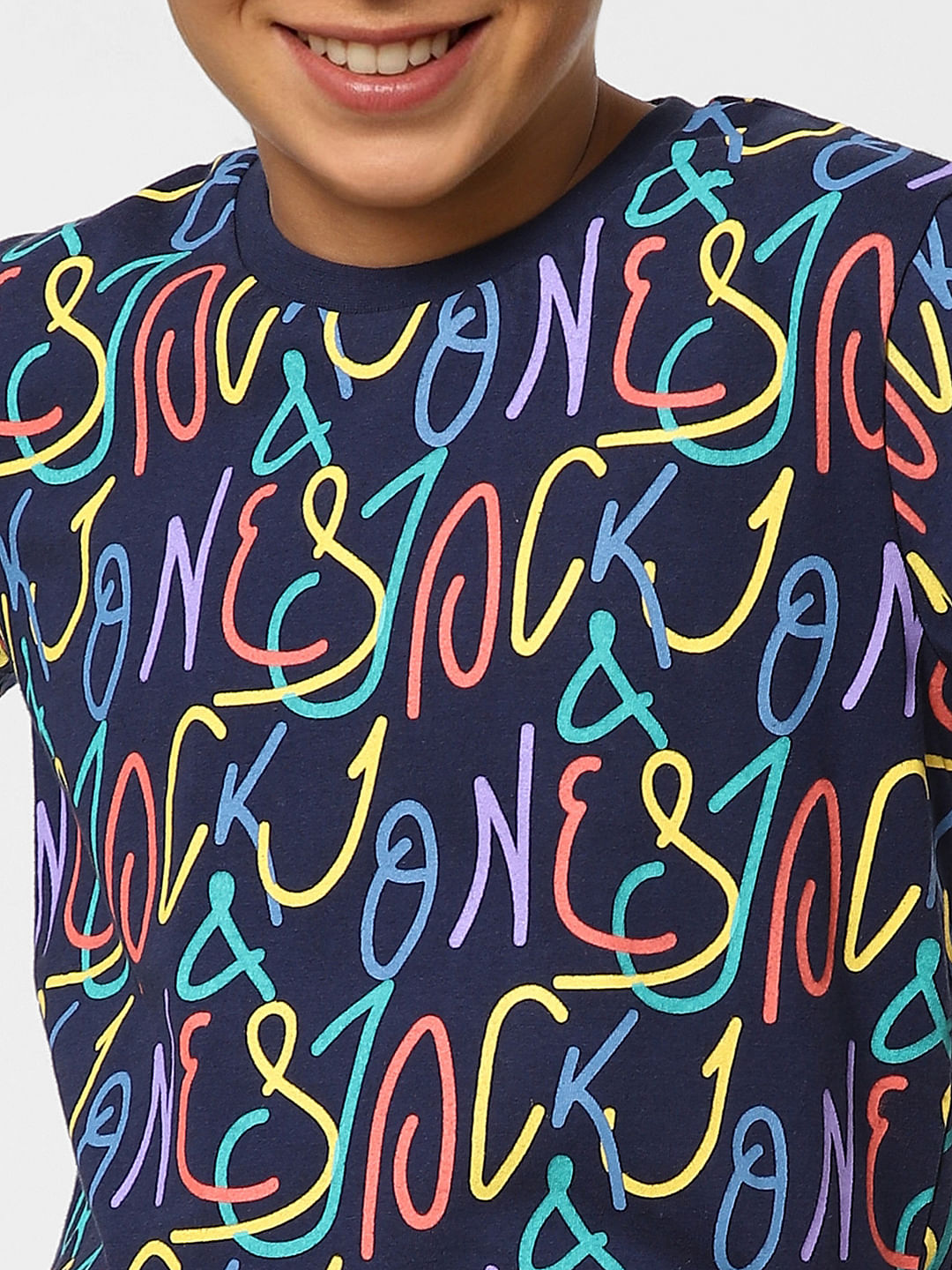 Boys Blue Printed Co-ord T-shirt