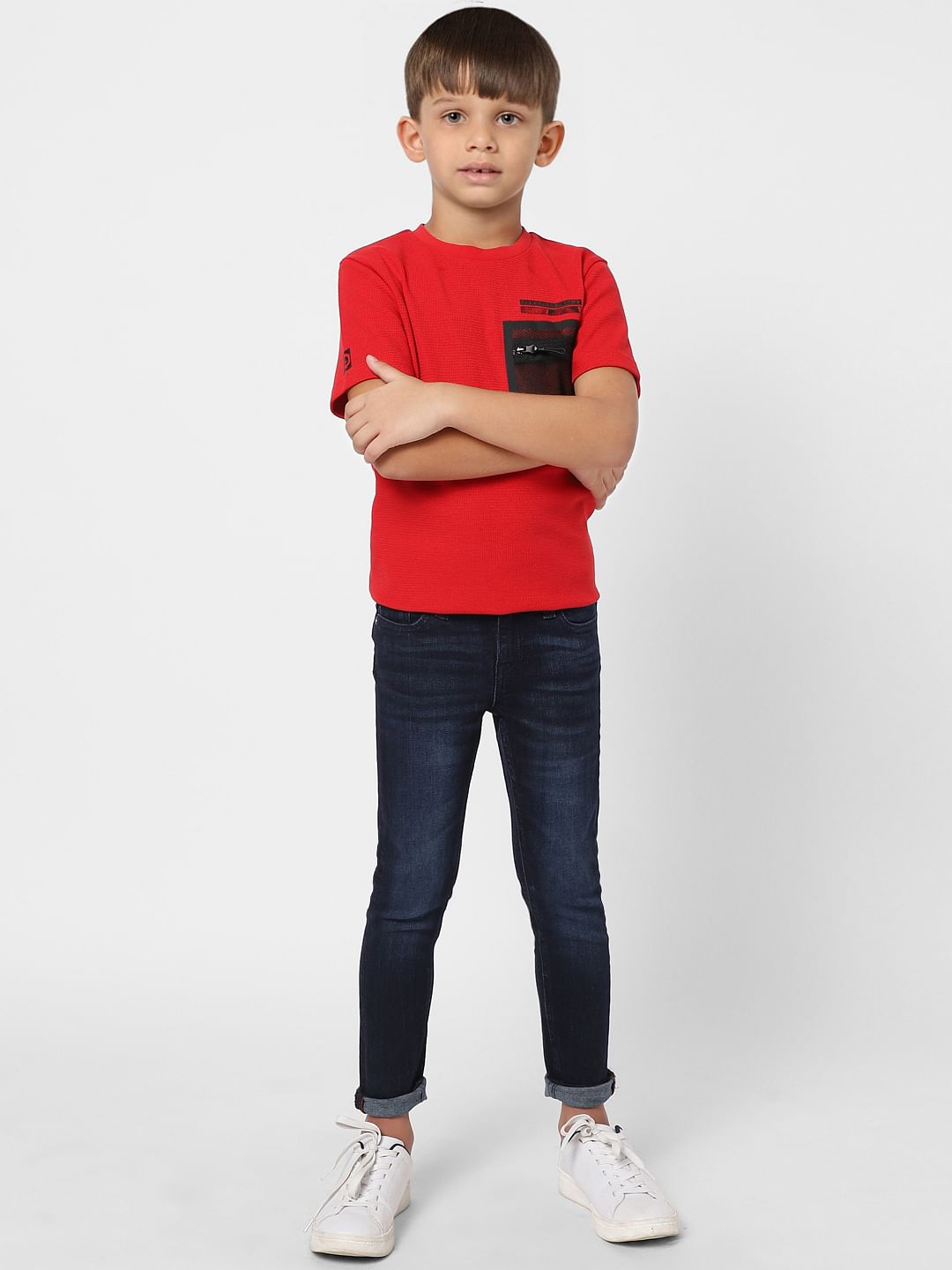 Boys Red Crew Neck T-shirt