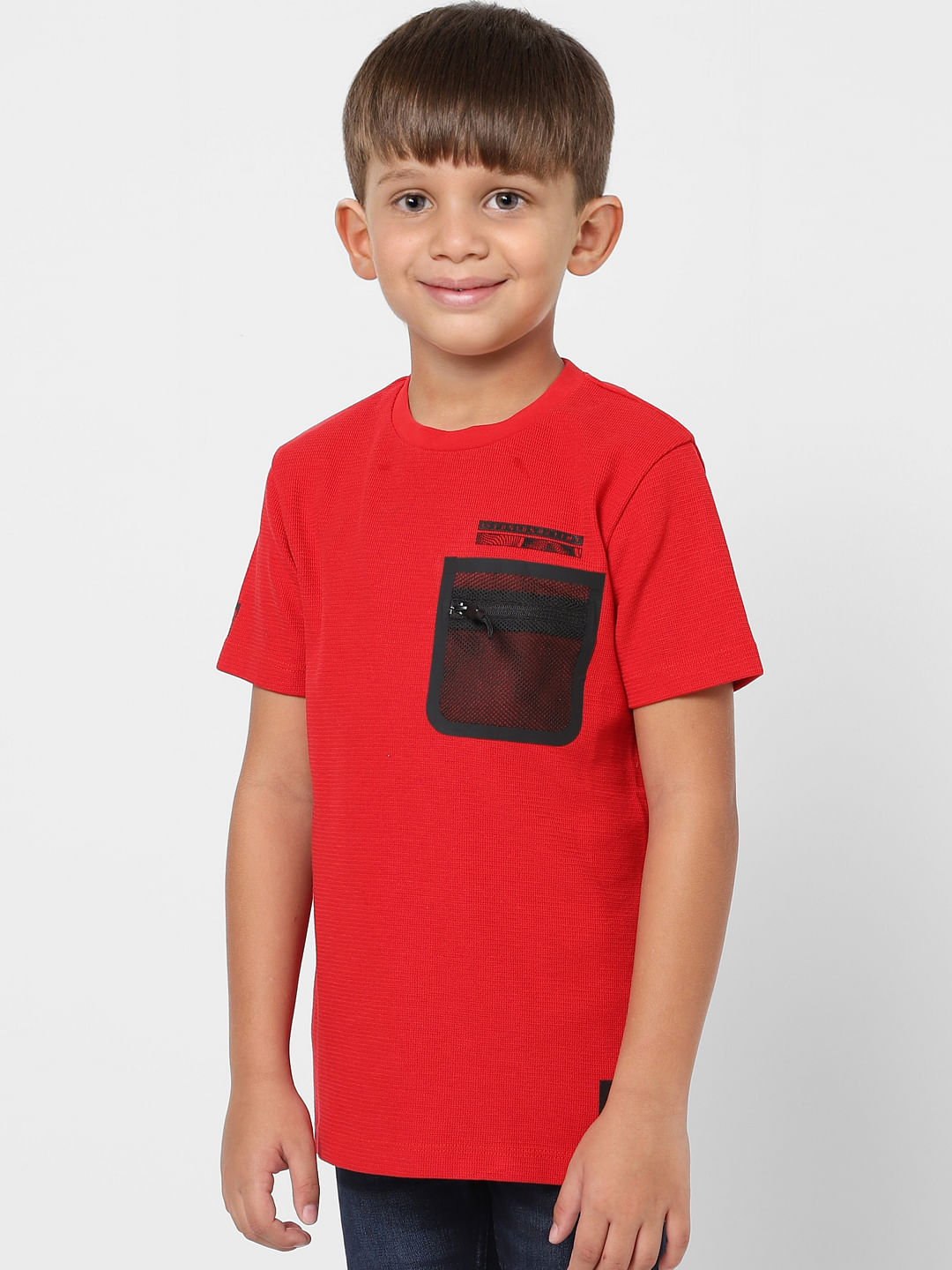 Boys Red Crew Neck T-shirt