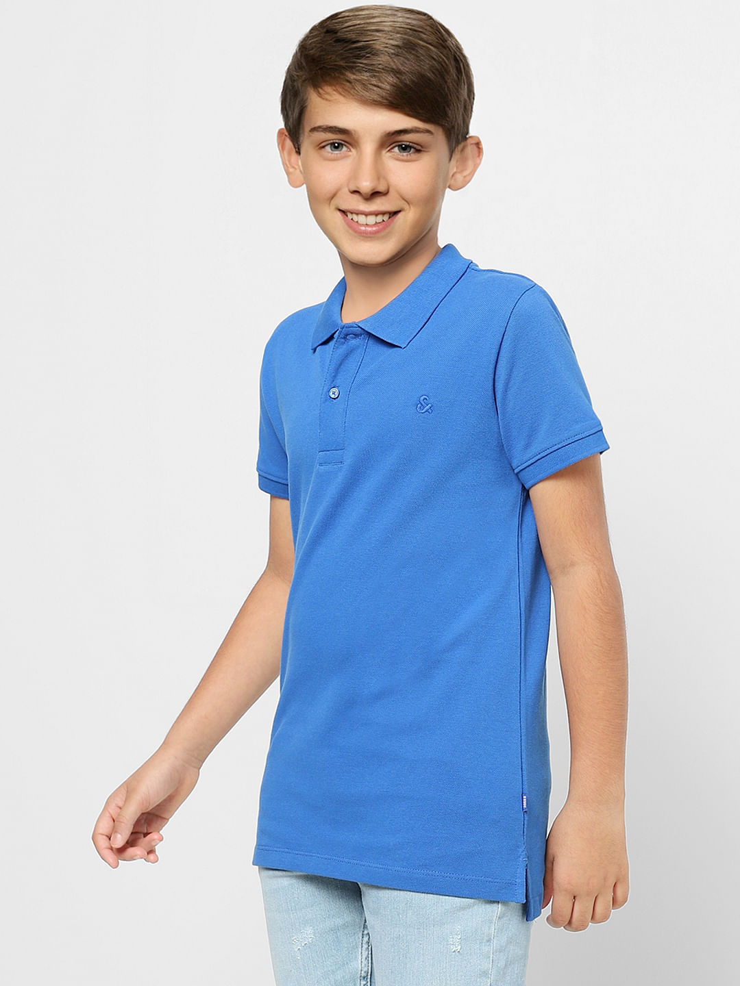 Boys Blue Polo Neck T-shirt