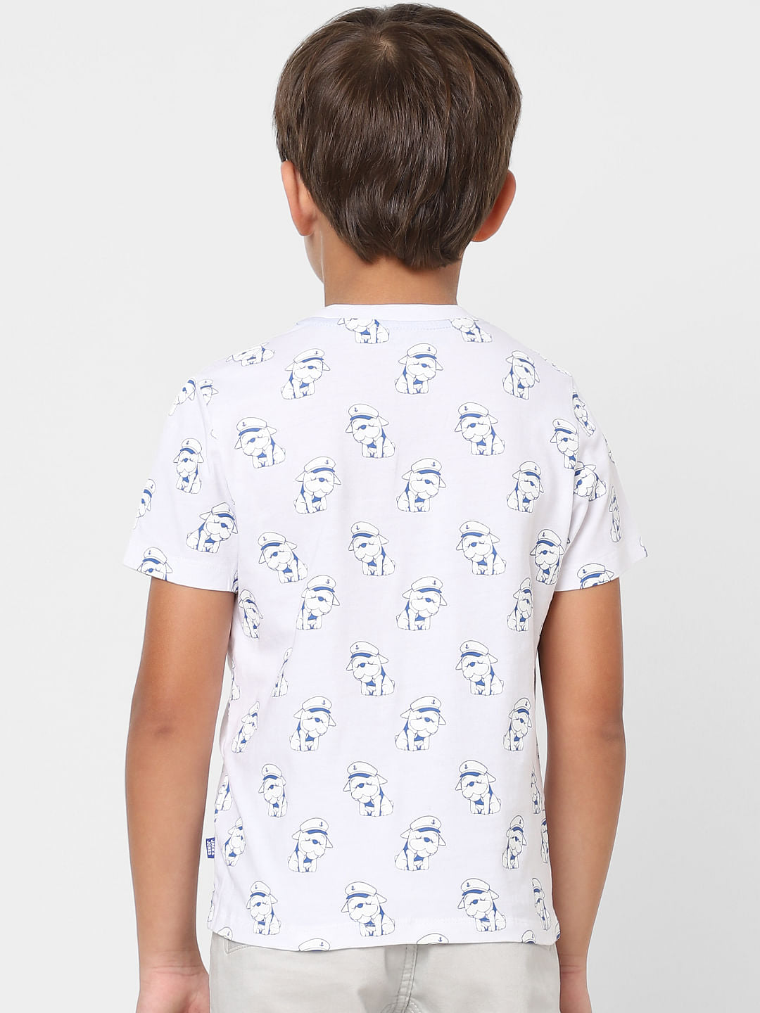 BOYS White Printed Crew Neck T-shirt