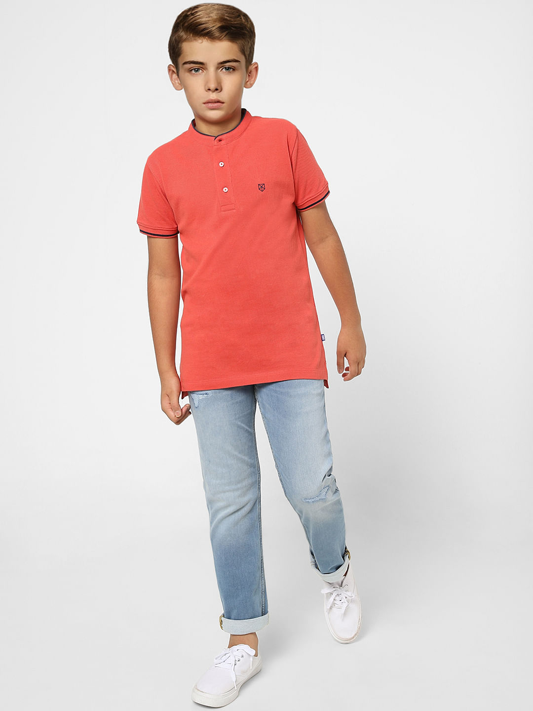 BOYS Red Polo Neck T-shirt