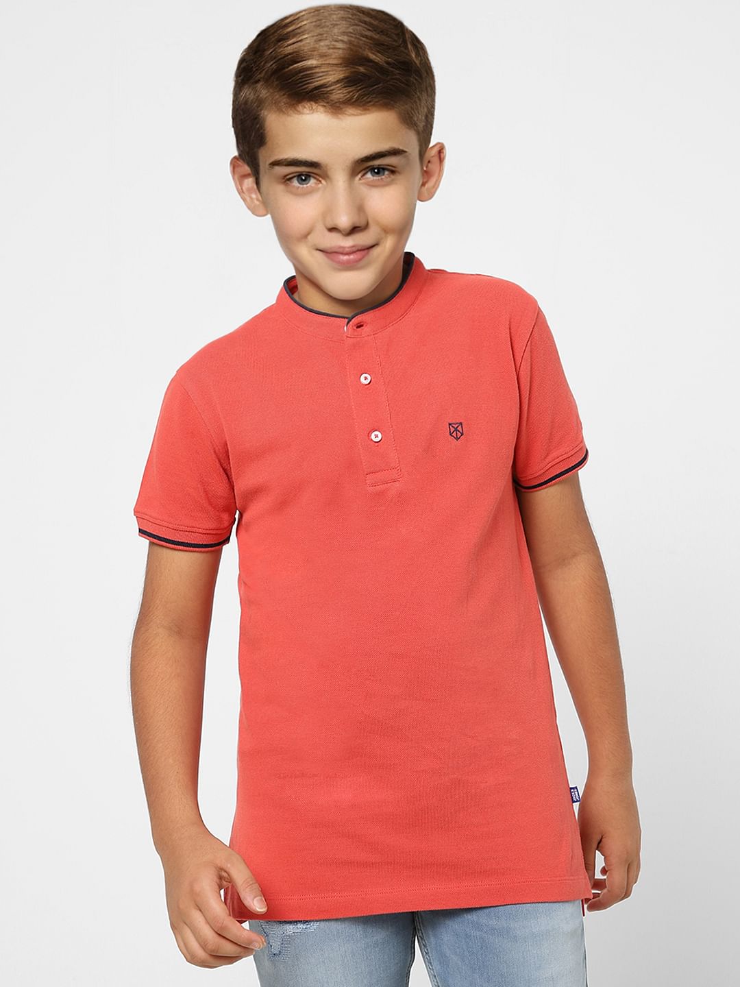 BOYS Red Polo Neck T-shirt