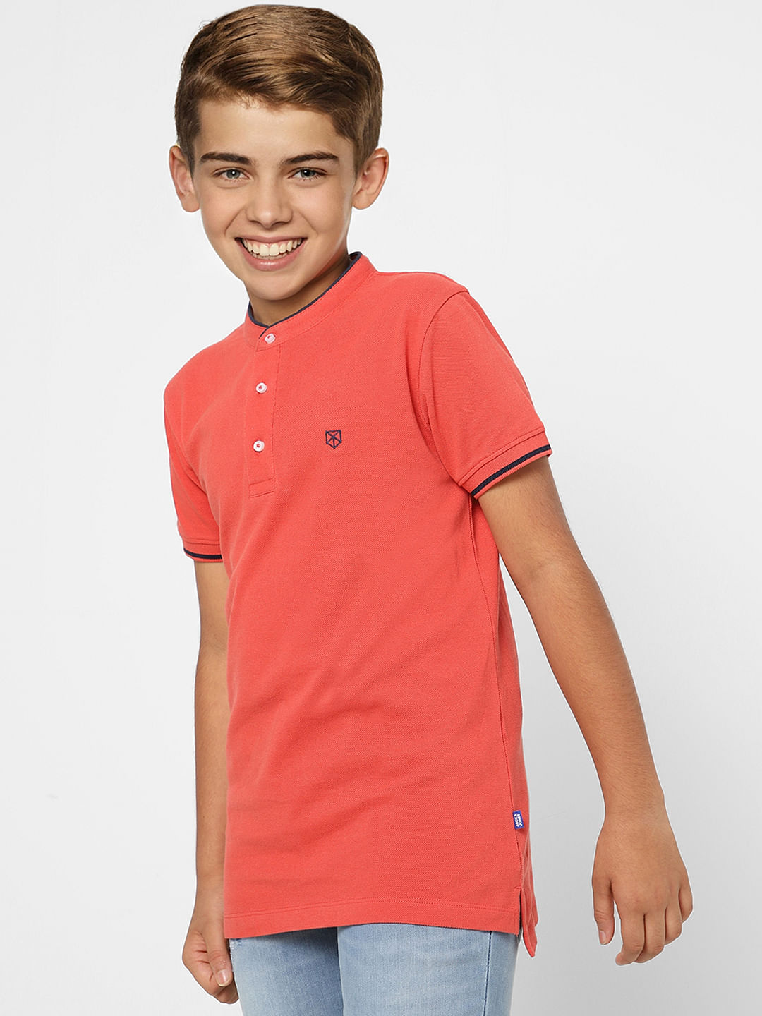 BOYS Red Polo Neck T-shirt