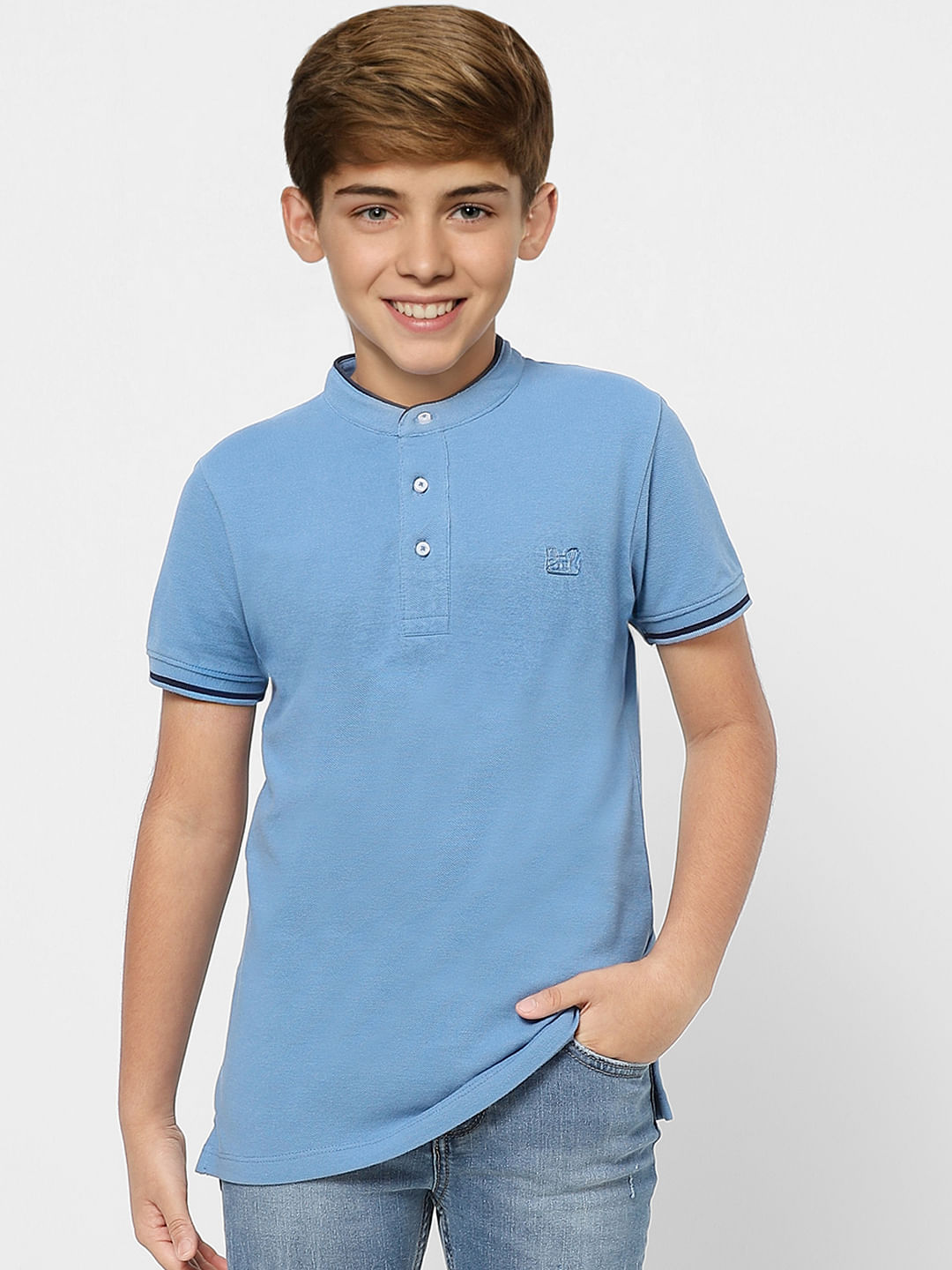 Boys Blue Polo Neck T-shirt