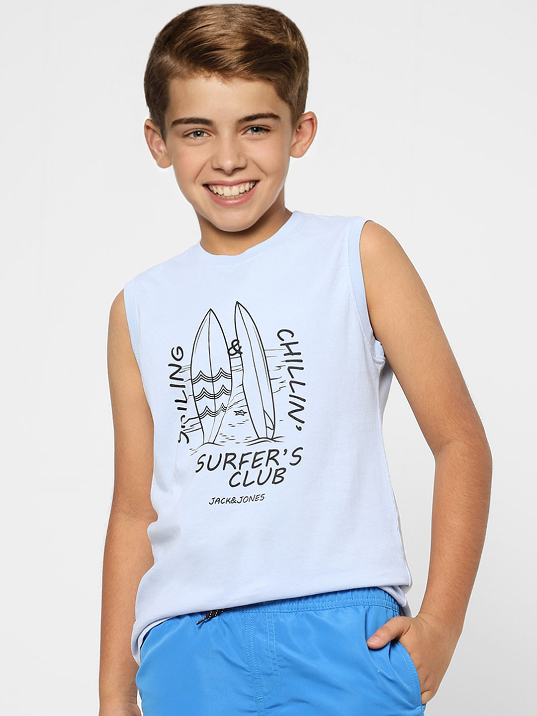 Boys Blue Graphic Print Crew Neck T-shirt