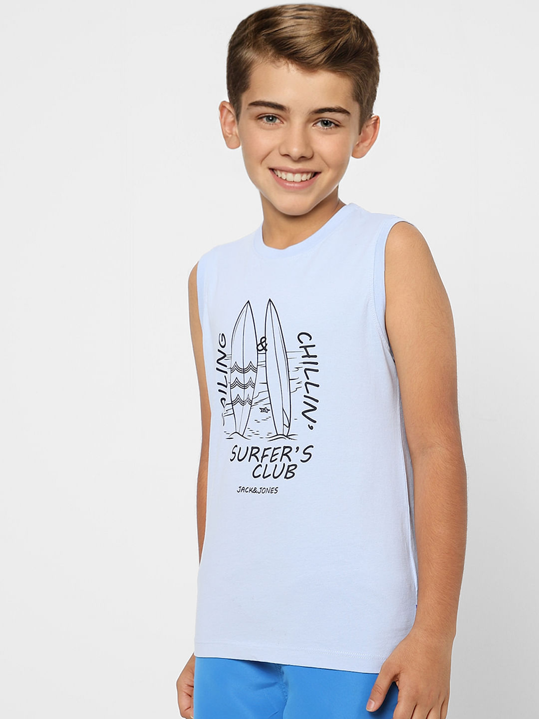 Boys Blue Graphic Print Crew Neck T-shirt