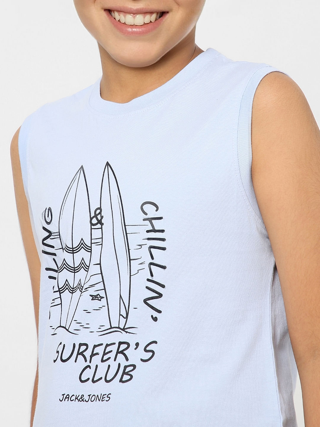 Boys Blue Graphic Print Crew Neck T-shirt