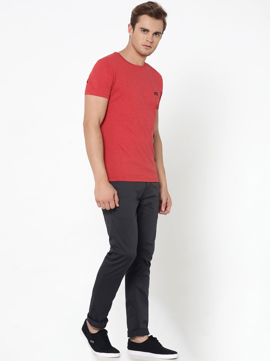 Pack Of Two Crew Neck T-Shirts- Red & White