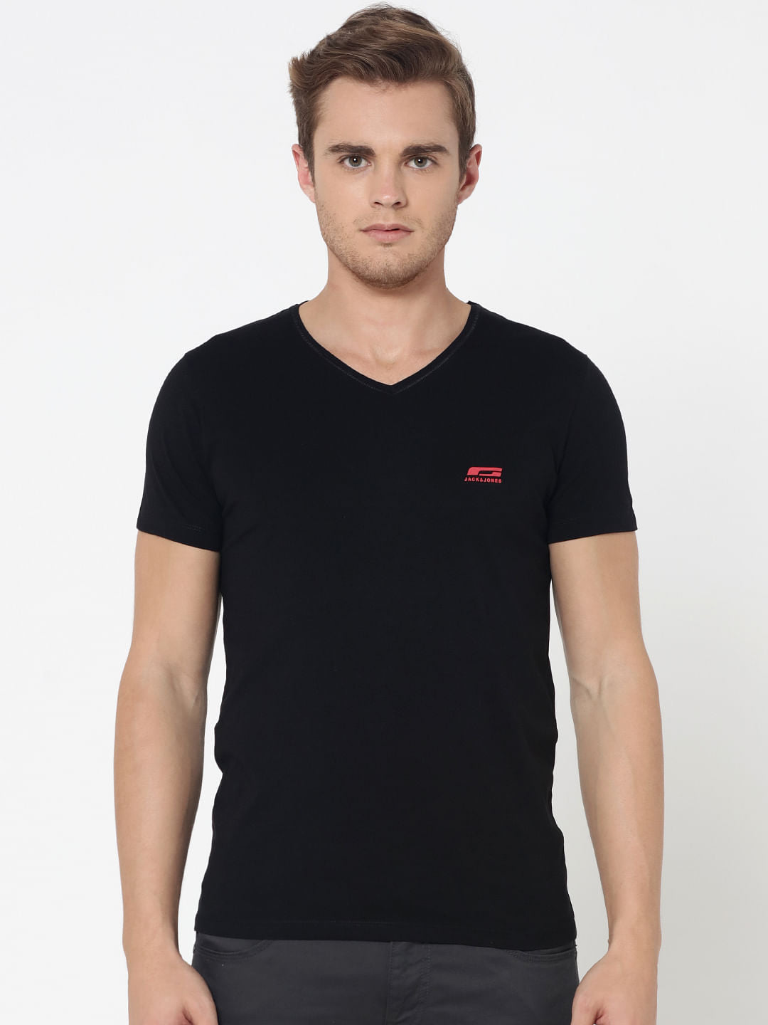Pack Of Two V-Neck T-Shirts- Purple And Black