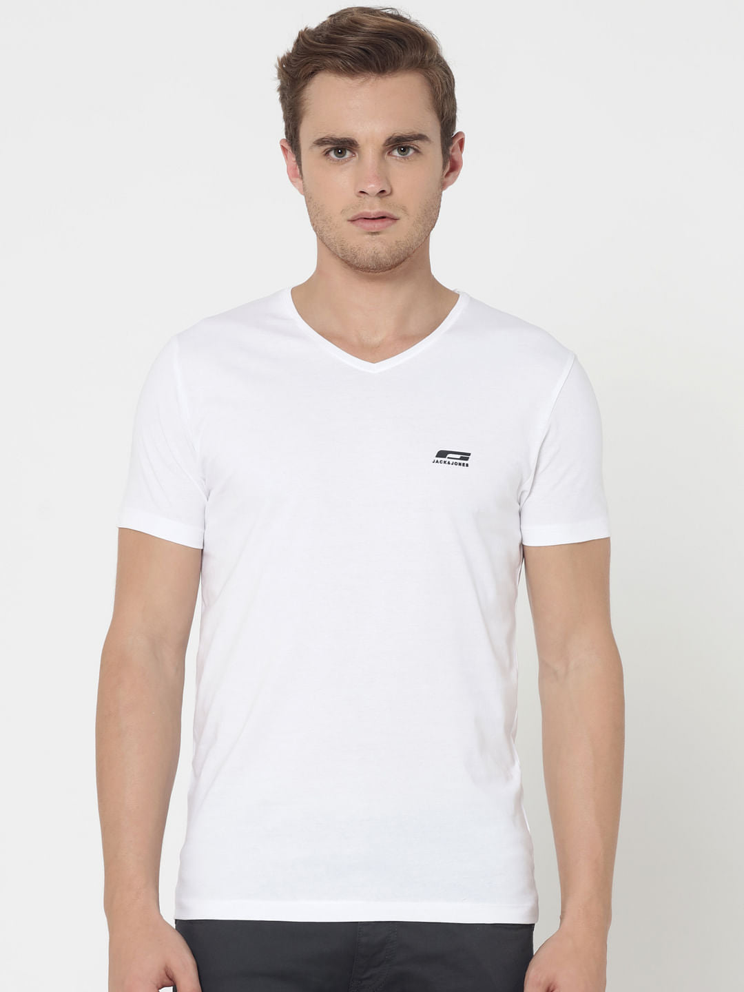 Pack Of Two V-Neck T-Shirts- Light Blue And White