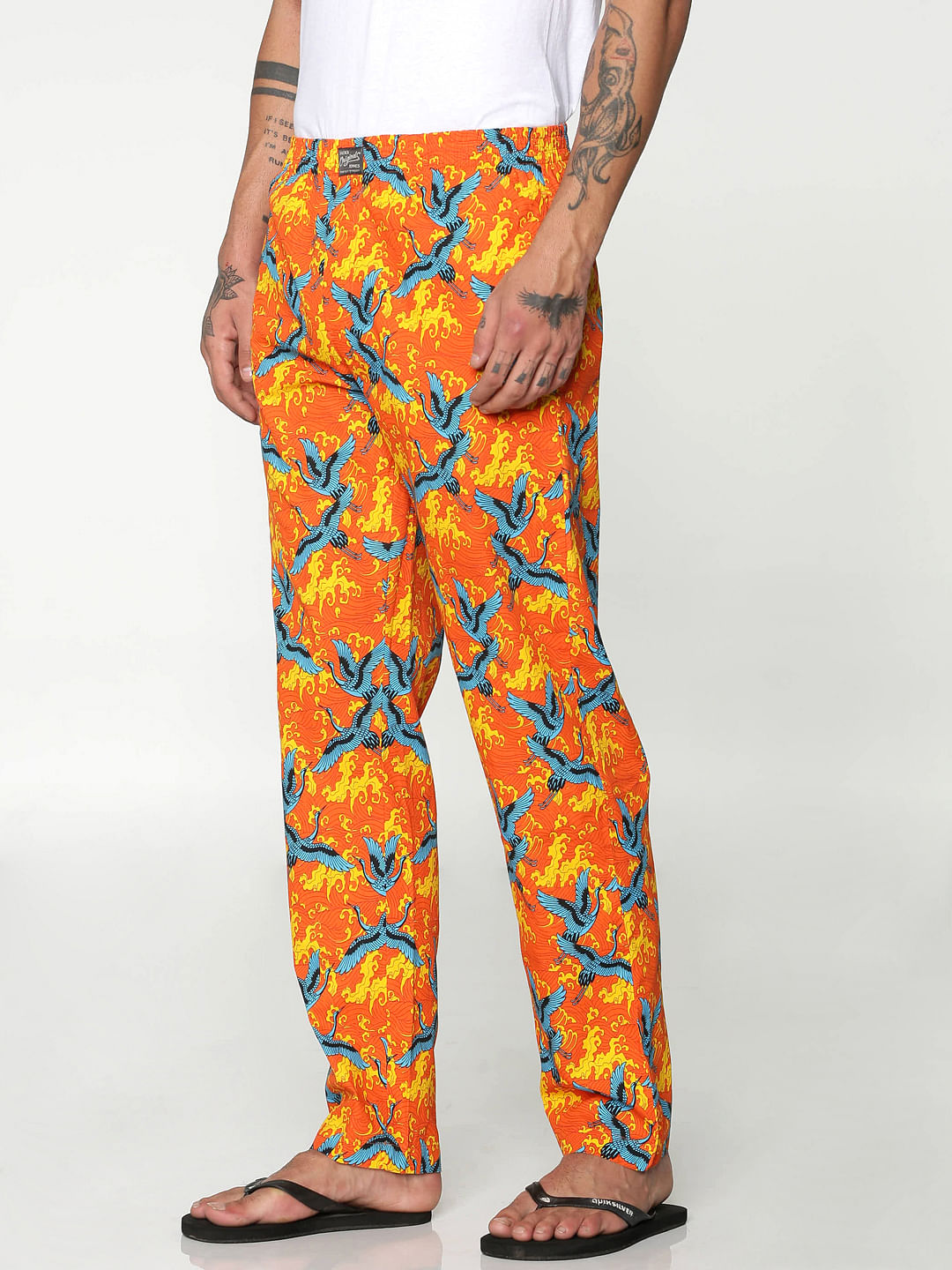 Rose All Over Flying Cranes Print Pyjama