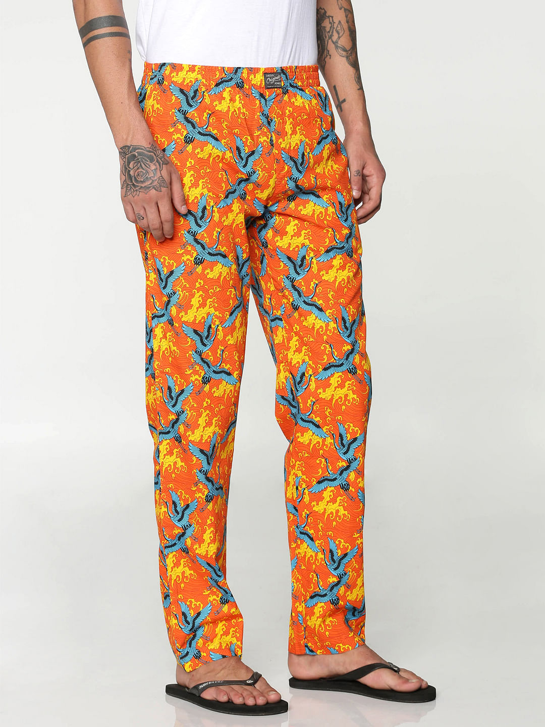 Rose All Over Flying Cranes Print Pyjama