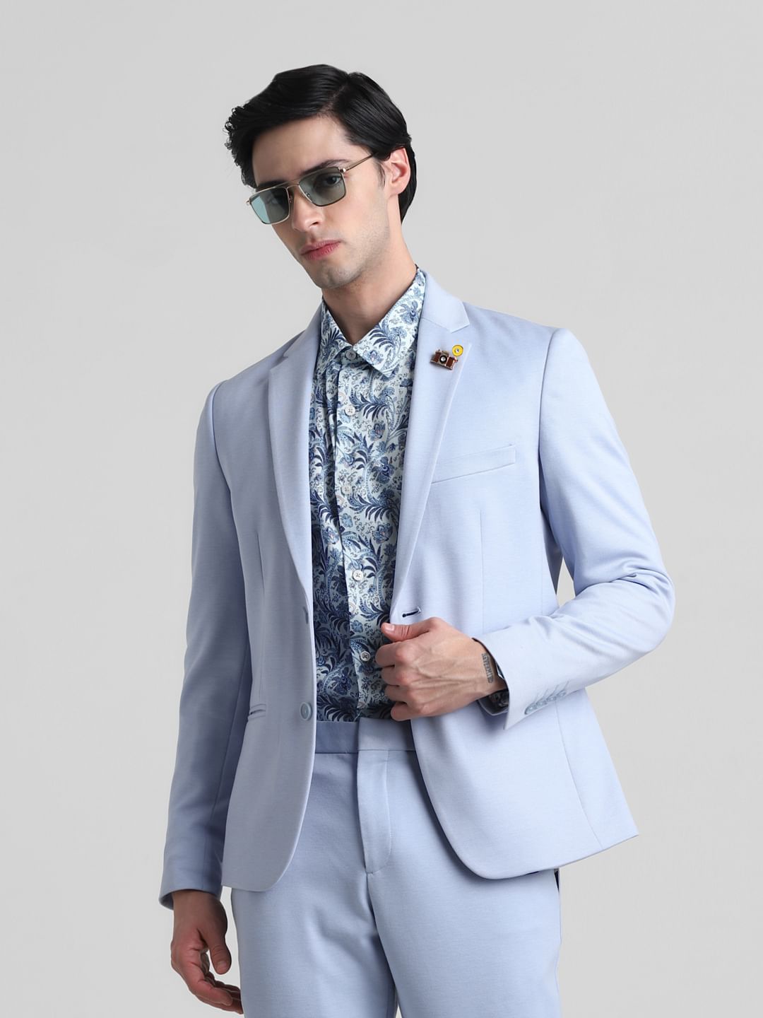 Light Blue Knitted Co-ord Set Blazer