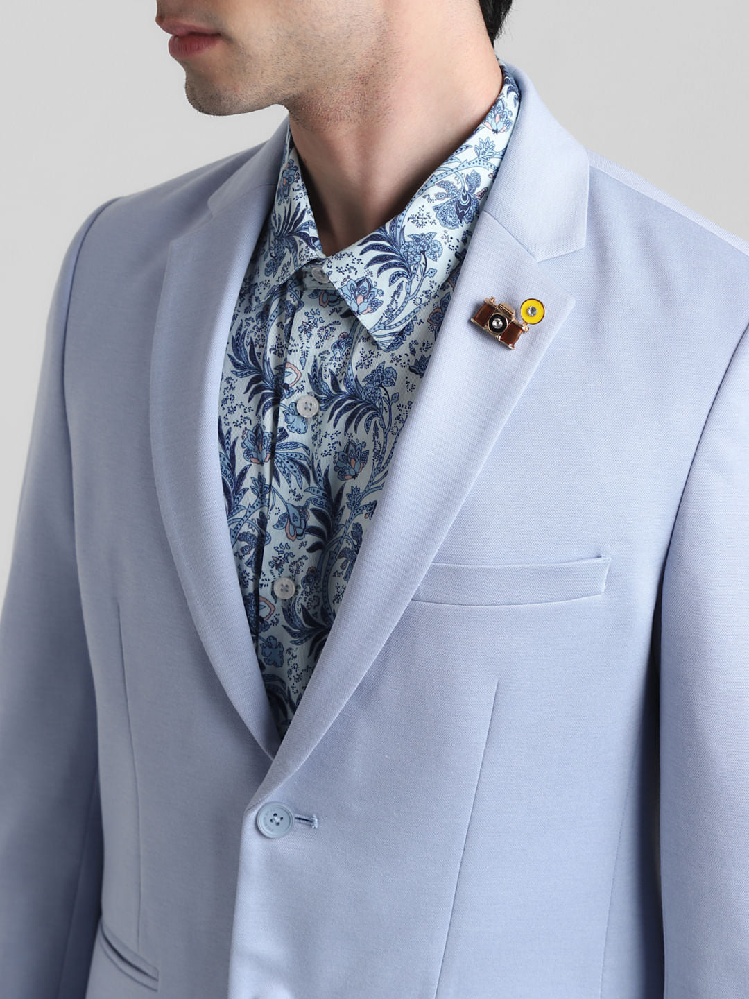 Light Blue Knitted Co-ord Set Blazer