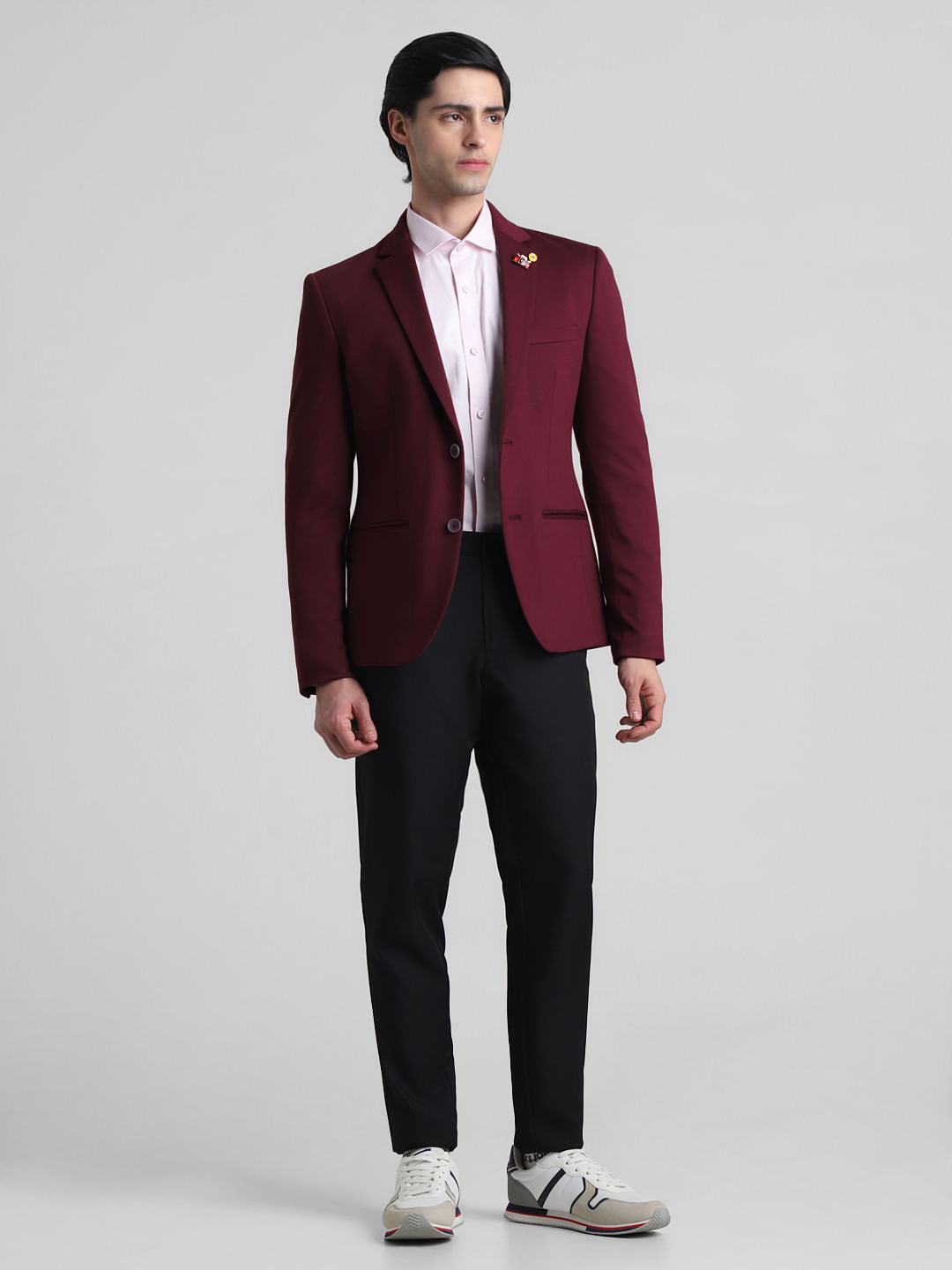 Maroon Knitted Co-ord Set Blazer