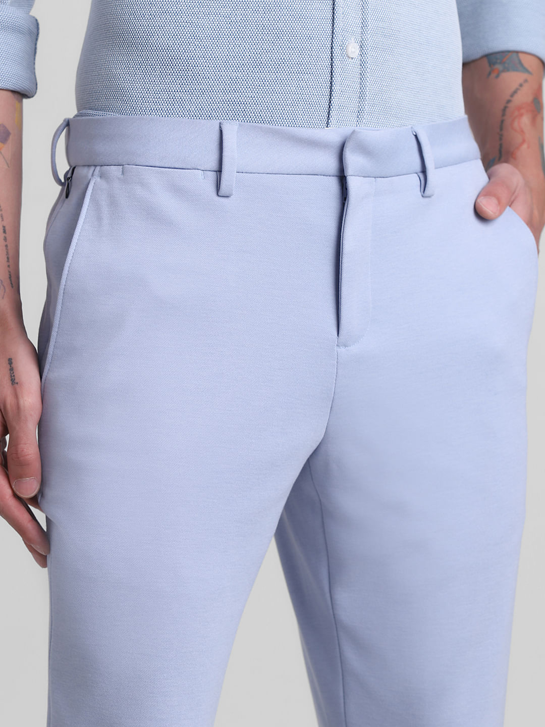 Light Blue Knitted Co-ord Set Trousers