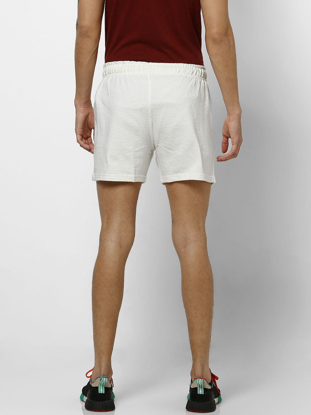 White Mid Rise Lounge Shorts