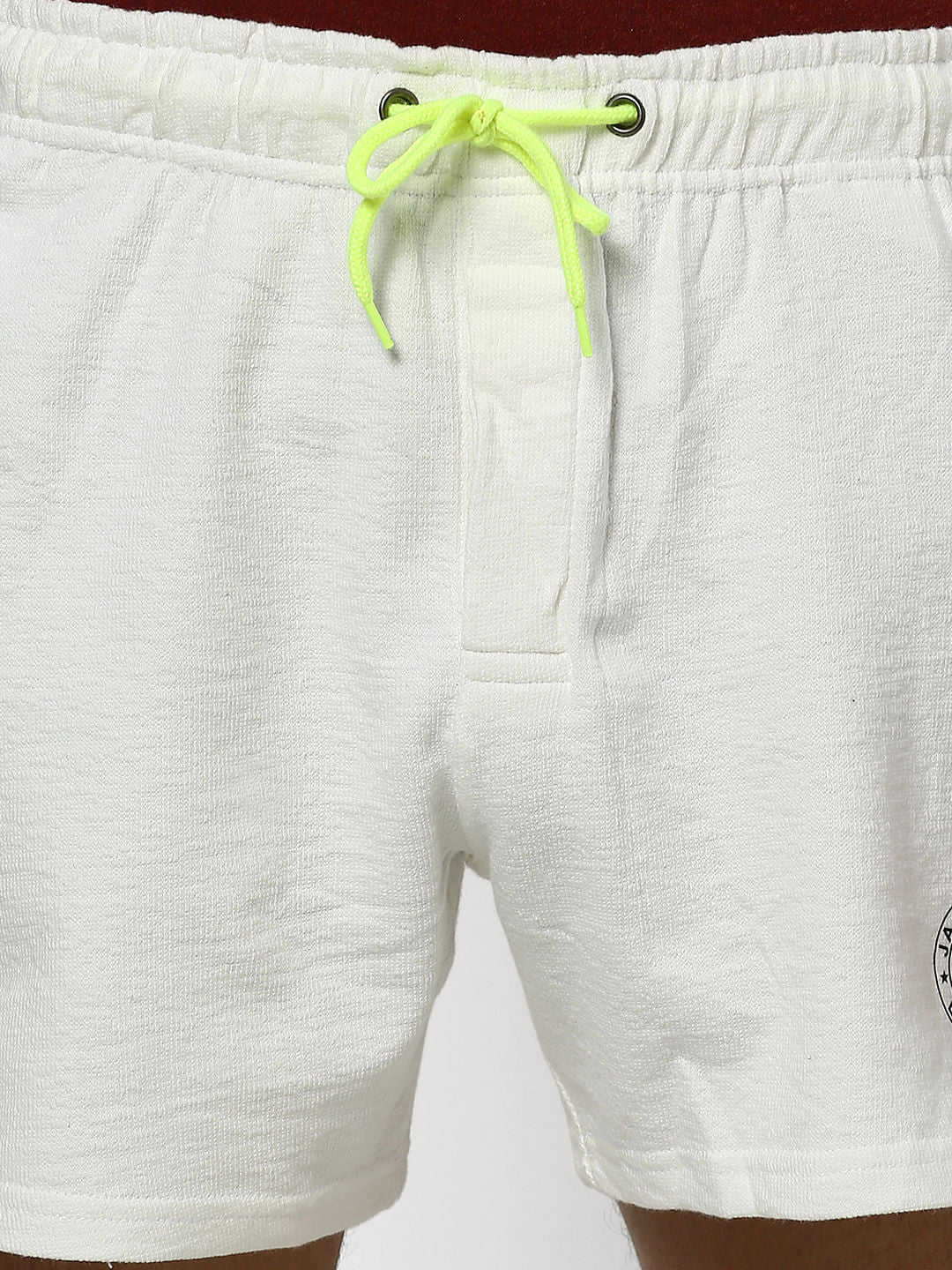 White Mid Rise Lounge Shorts