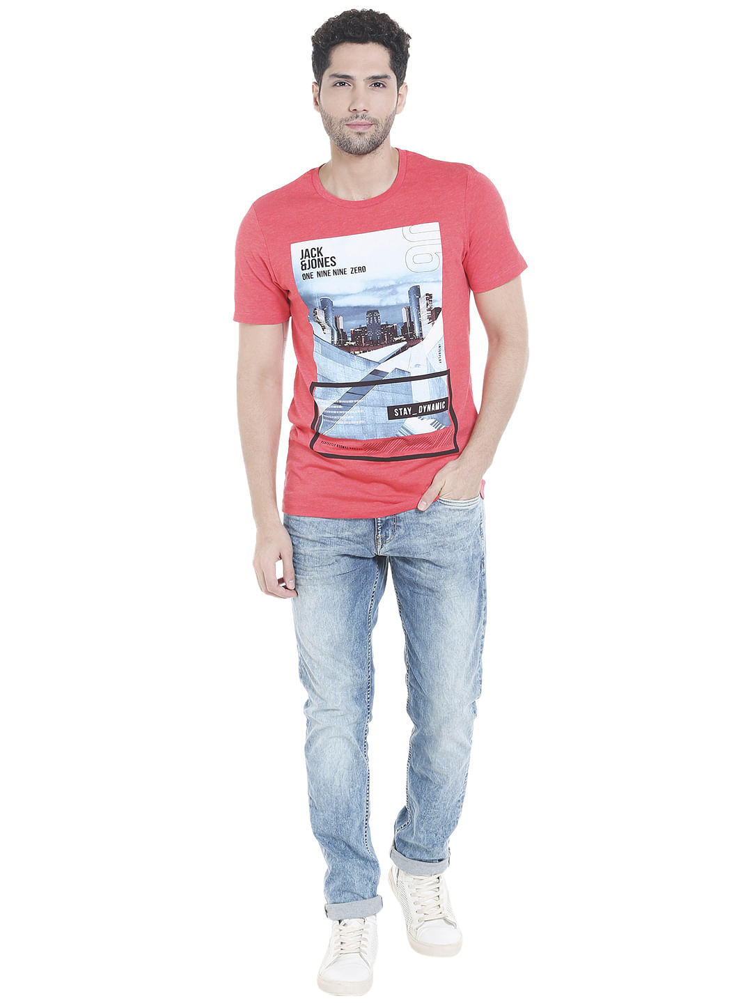 Red Graphic Print Crew Neck T-shirt