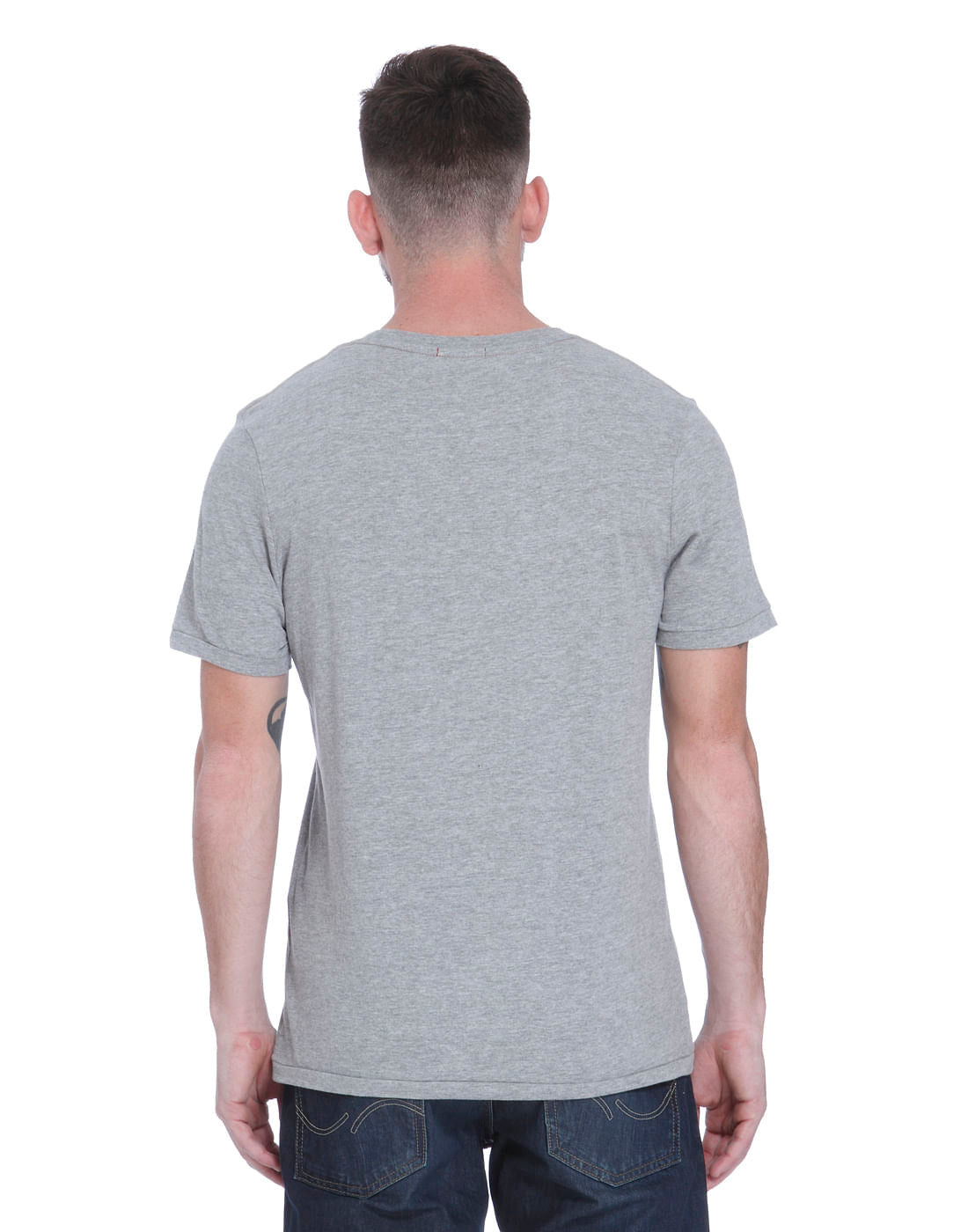 Grey Text Print Crew Neck T-shirt