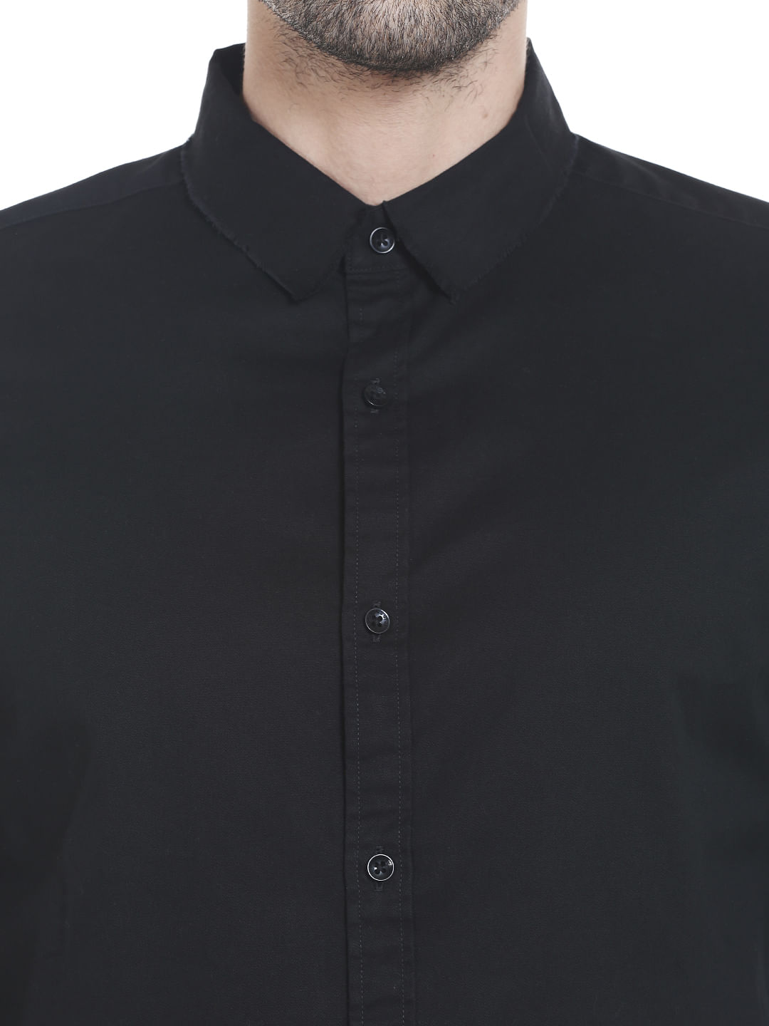 Black Slogan Print Full Sleeves Shirt