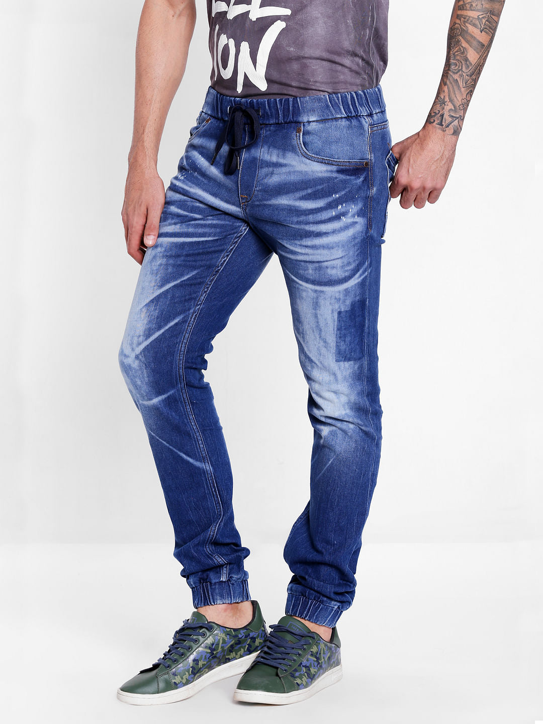 Blue Low Rise Glenn Washed Slim Fit Jeans