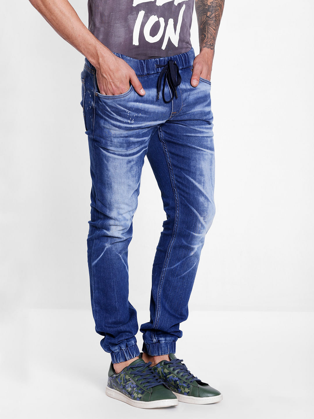 Blue Low Rise Glenn Washed Slim Fit Jeans