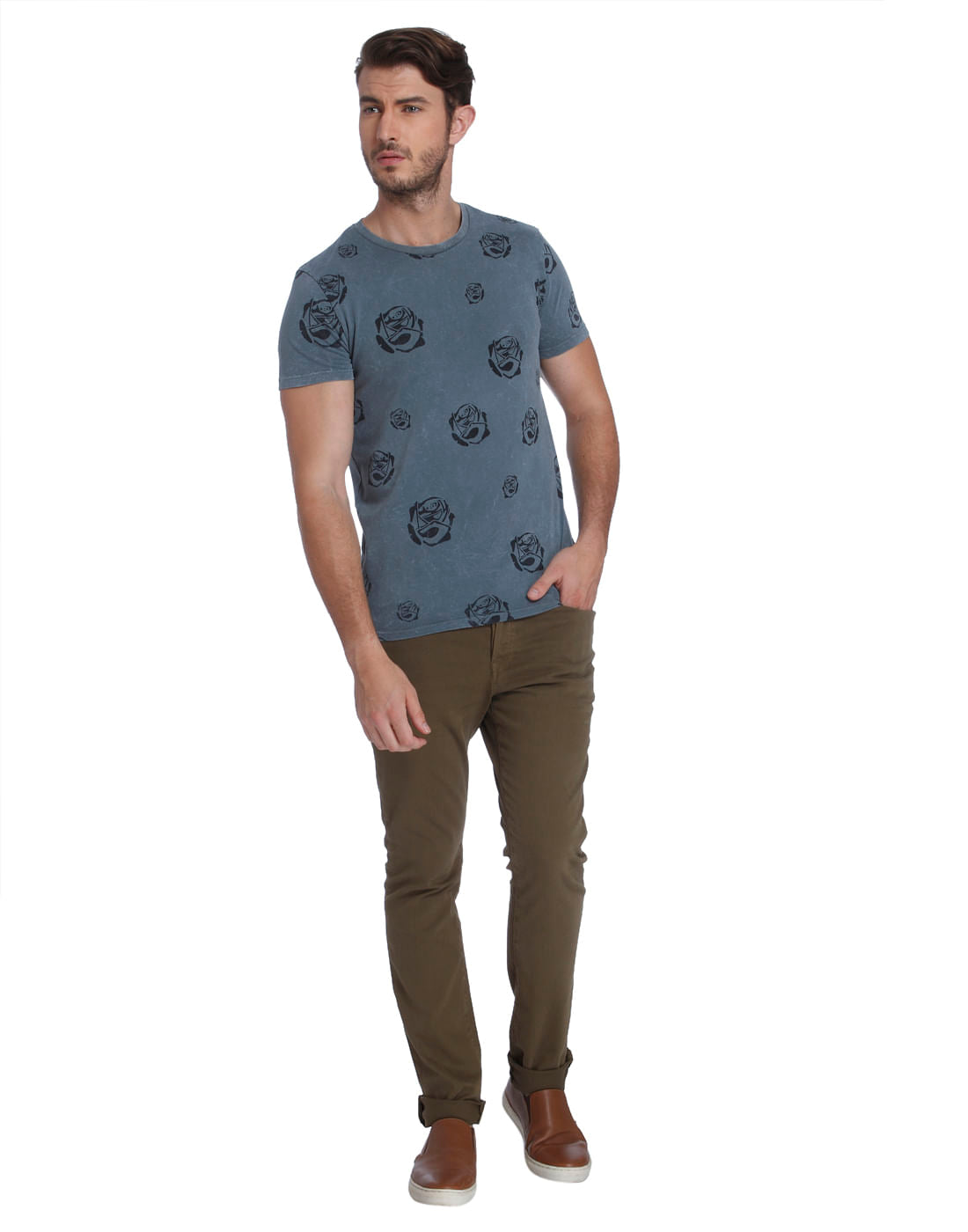 Grey Graphic Print Crew Neck T-shirt