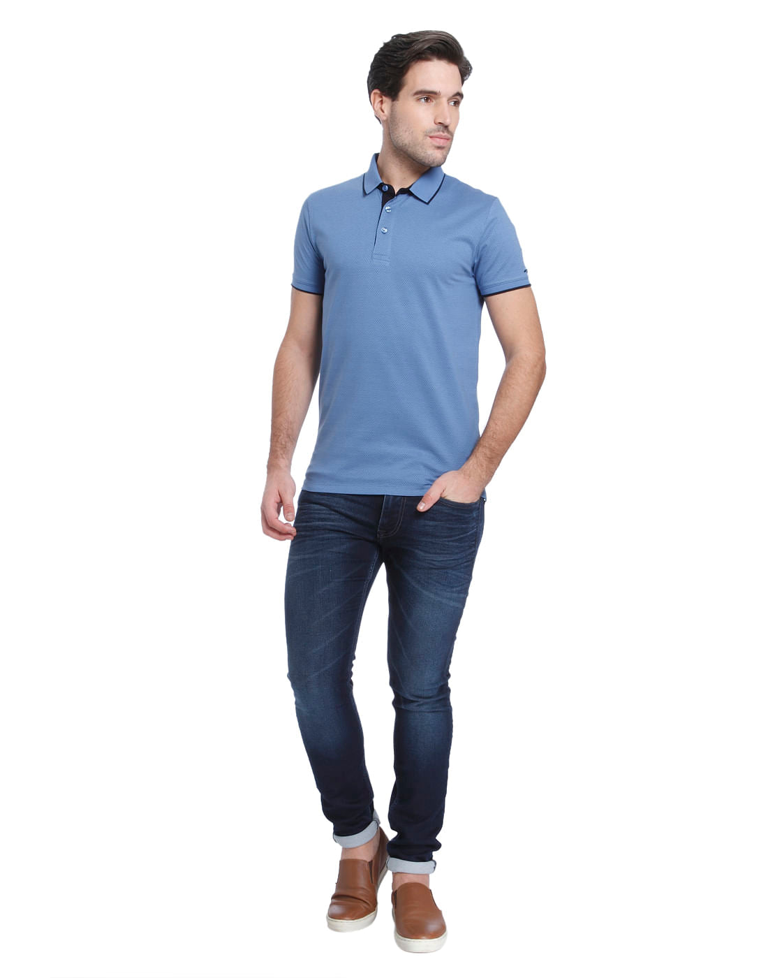 Blue Polo Neck T-shirt