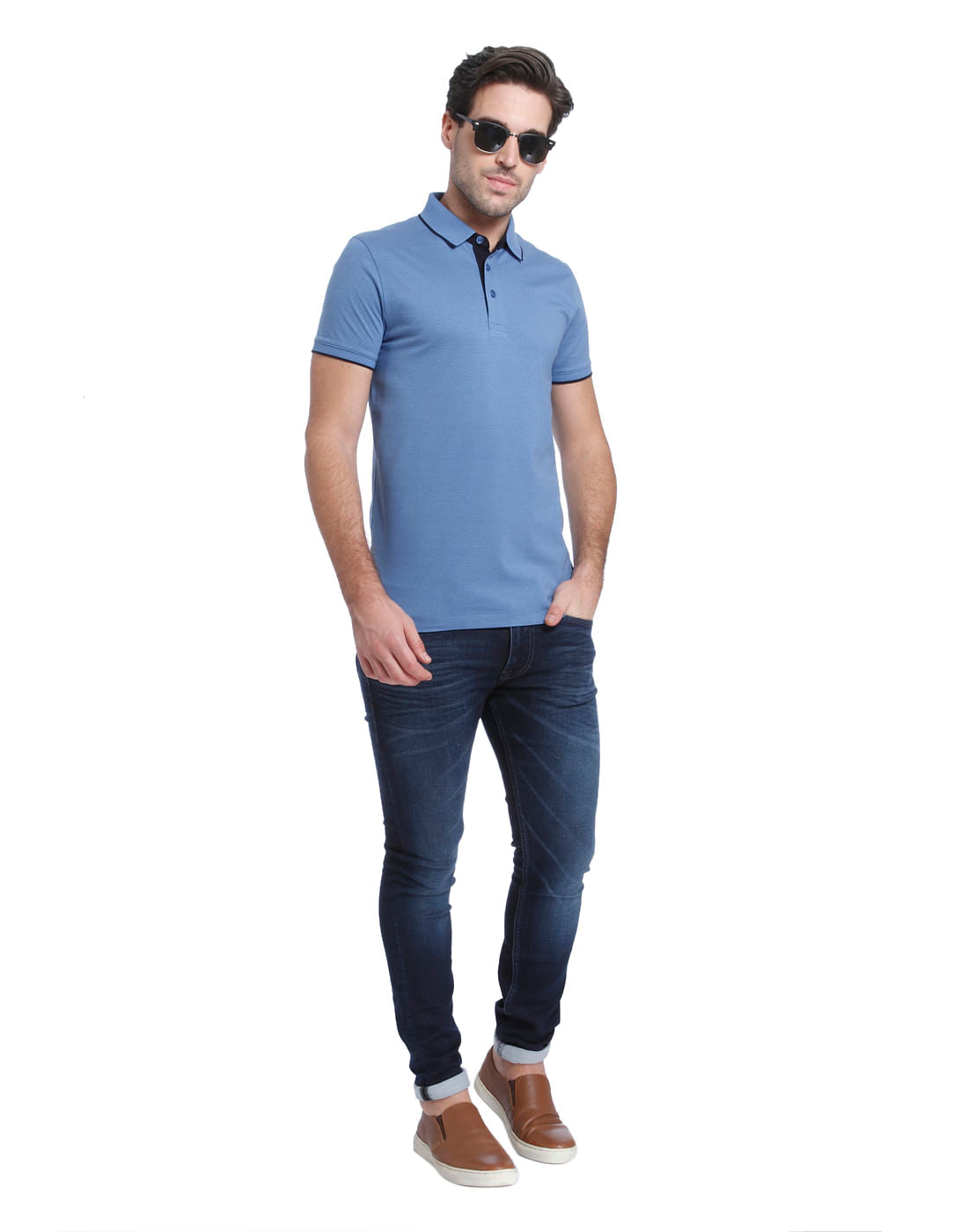 Blue Polo Neck T-shirt