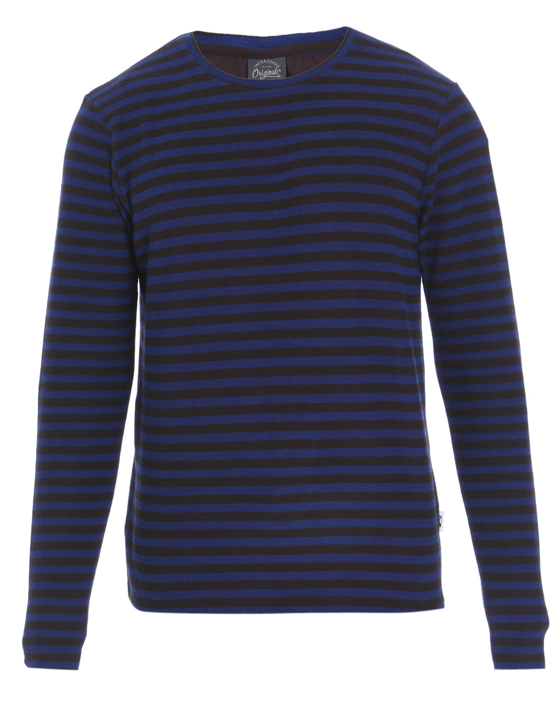 Blue Striped Full Sleeves Crew Neck T-shirt