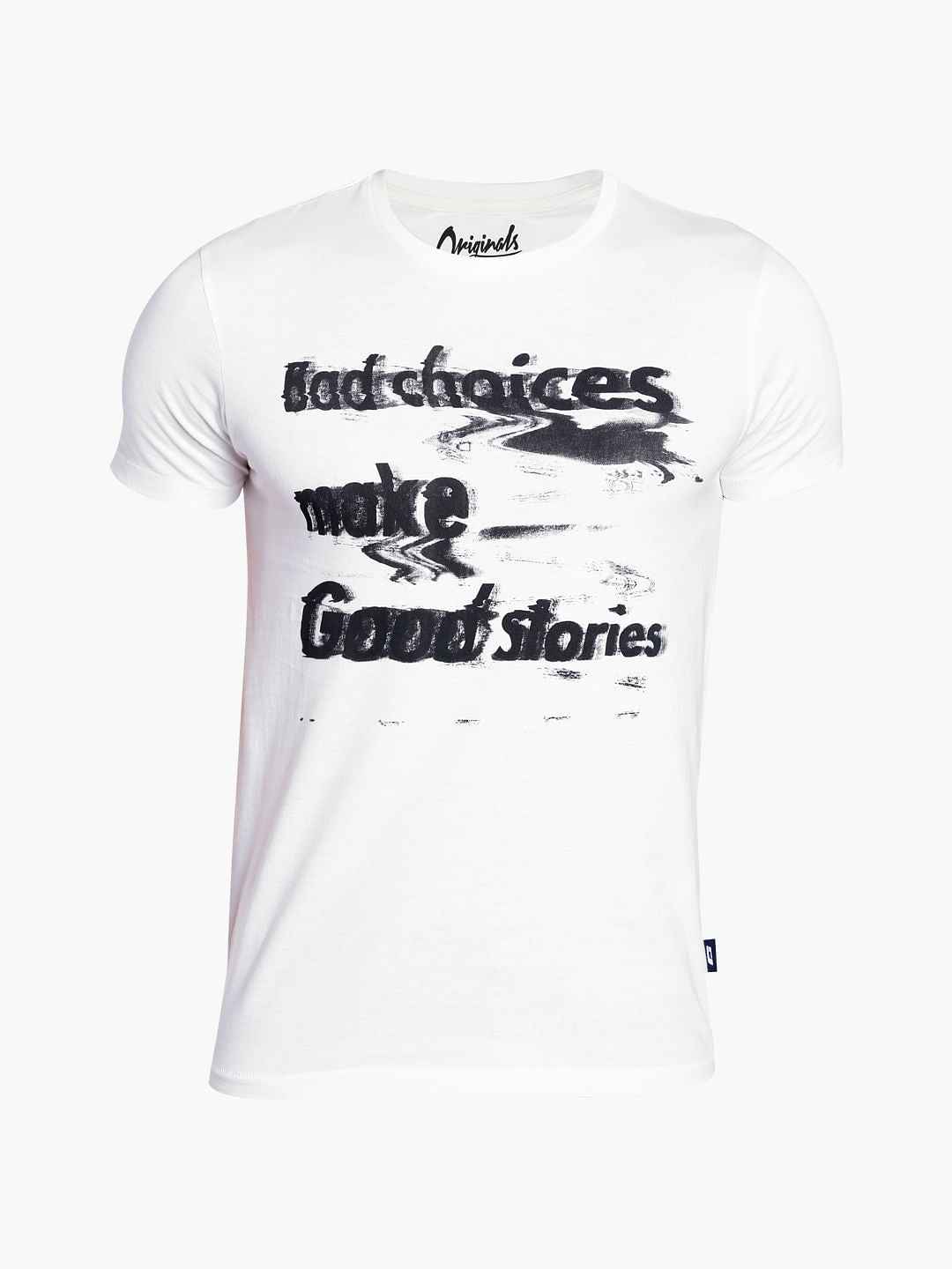 White Text Print Crew Neck T-Shirt