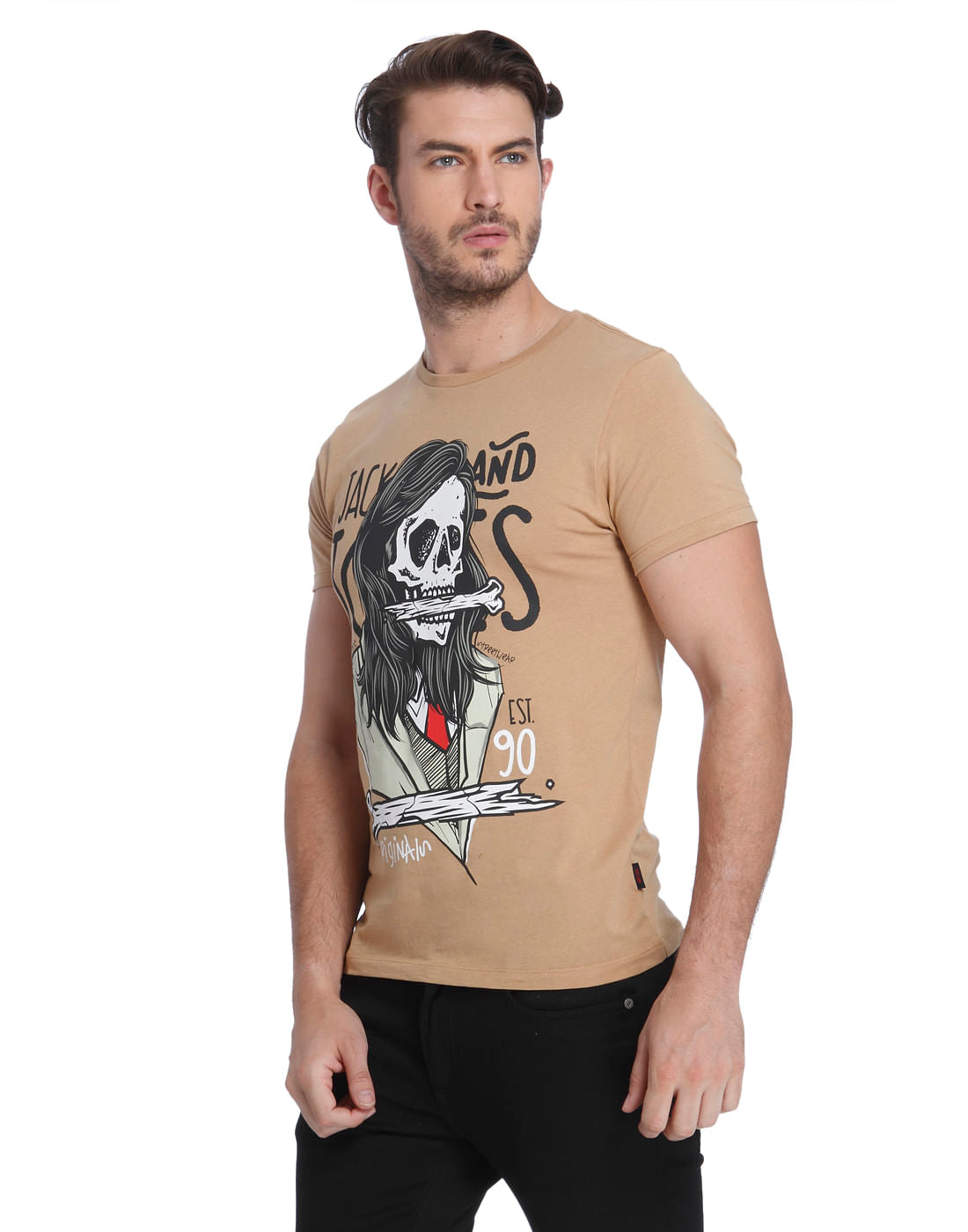 Brown Graphic Print Crew Neck T-shirt