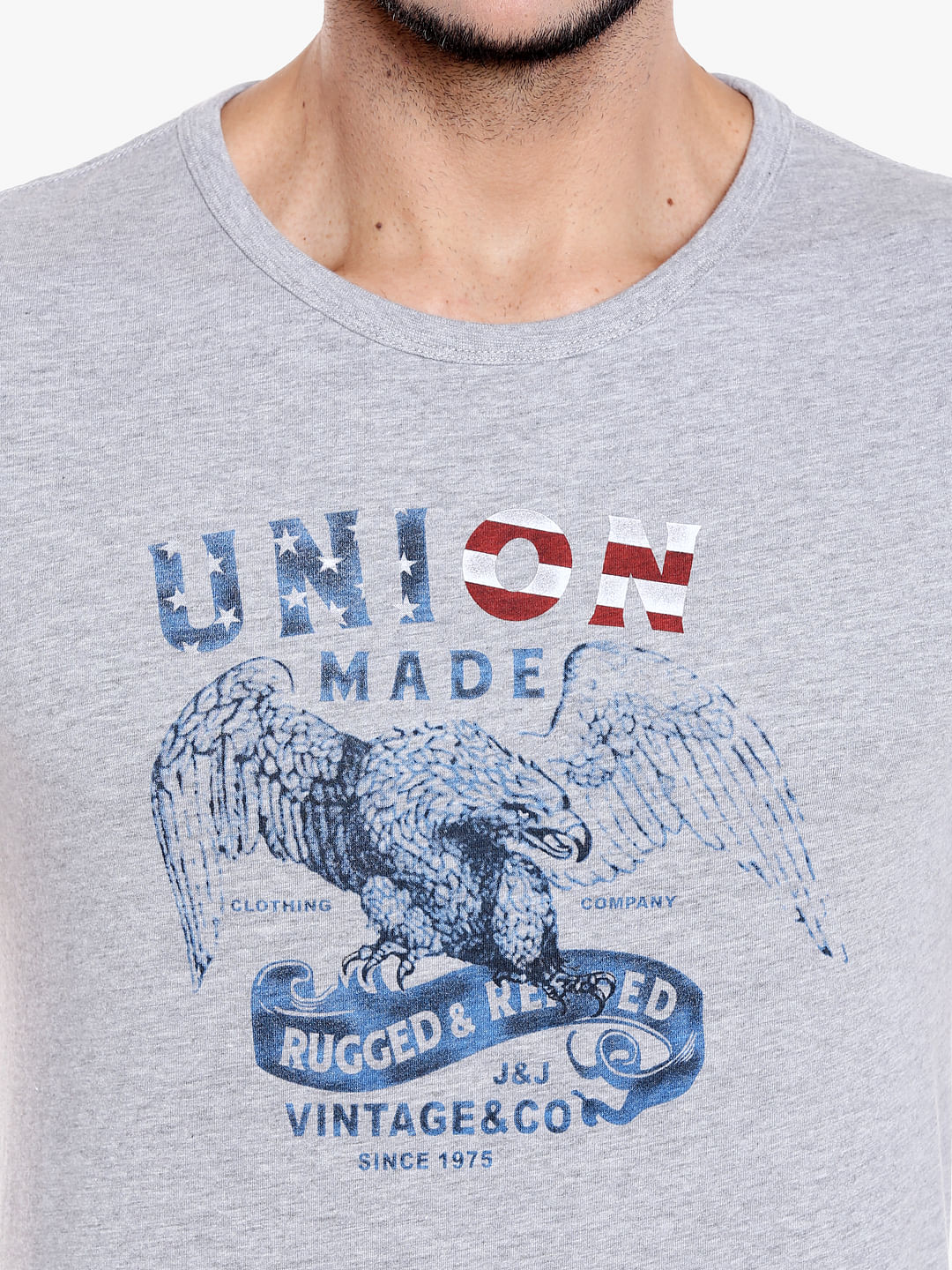 Grey Graphic Print Crew Neck T-shirt