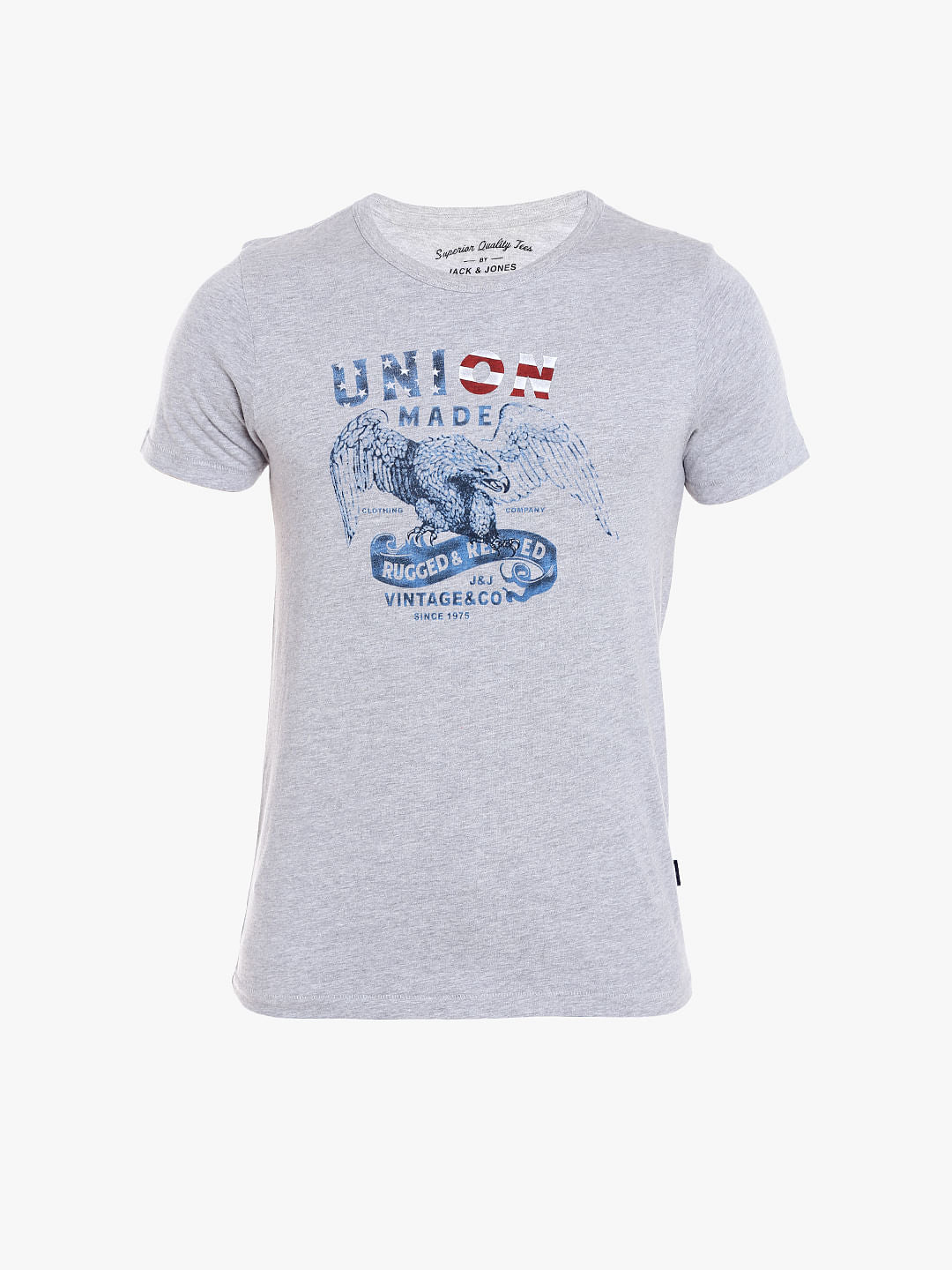 Grey Graphic Print Crew Neck T-shirt
