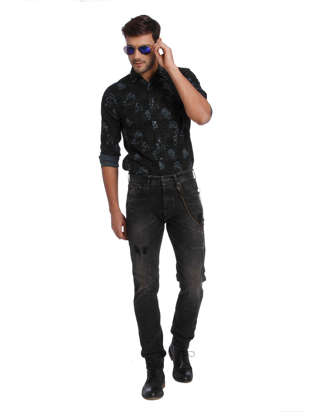 Dark Grey Mid Rise Erik Anti-Fit Jeans